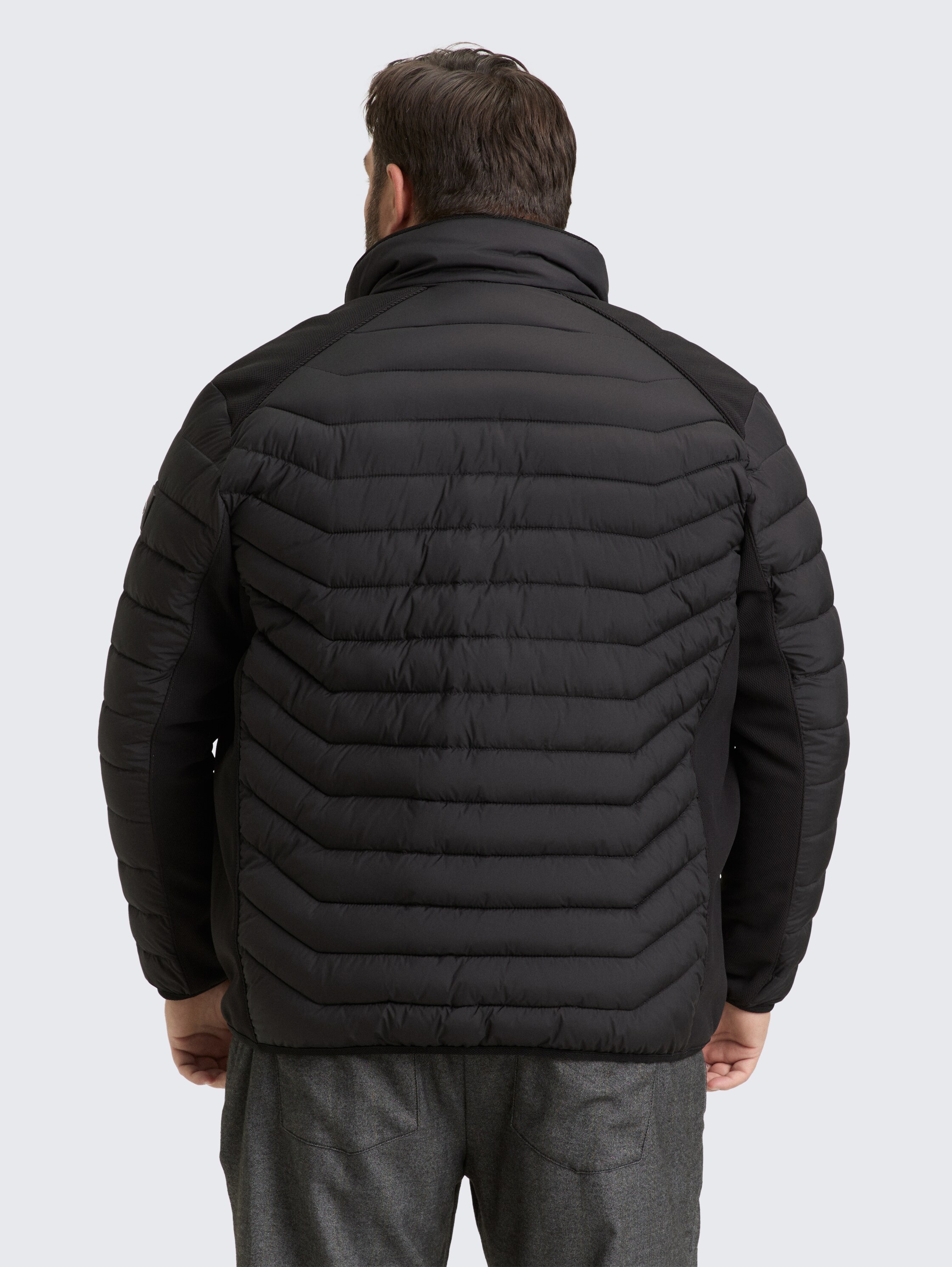 Plus Size - Veste matelassée hybride légère à col montant - black - 