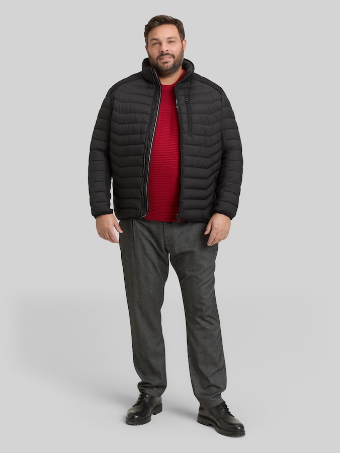 Plus Size - Hybrid Lightweight Steppjacke mit Stehkragen von Men Plus Size, Black