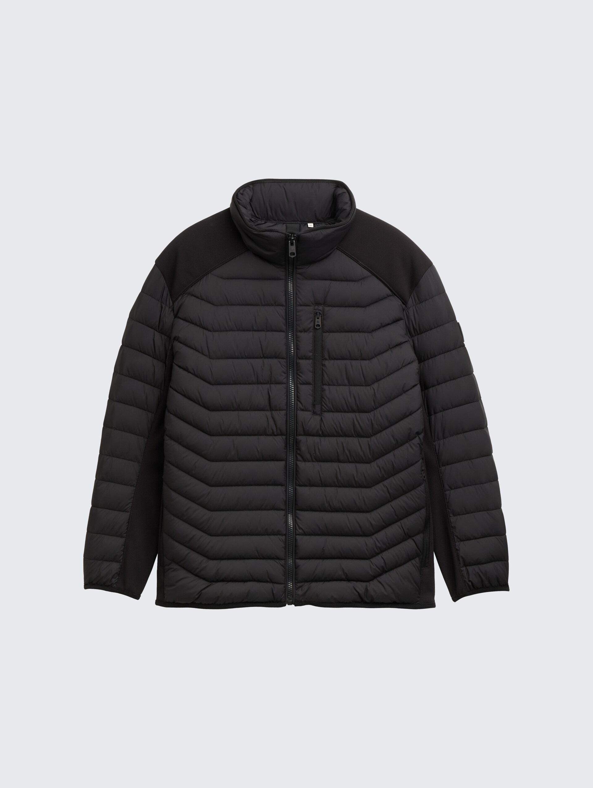 Plus Size - Hybrid Lightweight Steppjacke mit Stehkragen - Black - Vorder-Produkt-Ansicht