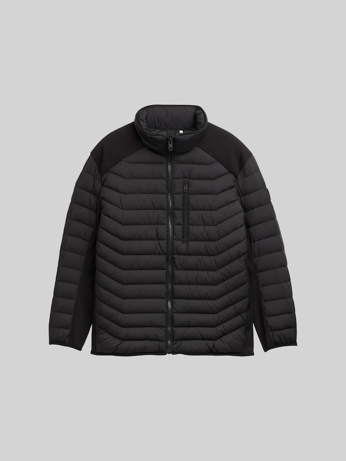 Plus Size - Hybrid Lightweight Steppjacke mit Stehkragen von Men Plus Size, Black