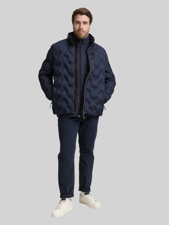 Plus Size - Hybrid Lightweight Steppjacke mit verstaubarer Kapuze von Men Plus Size, sky captain blue