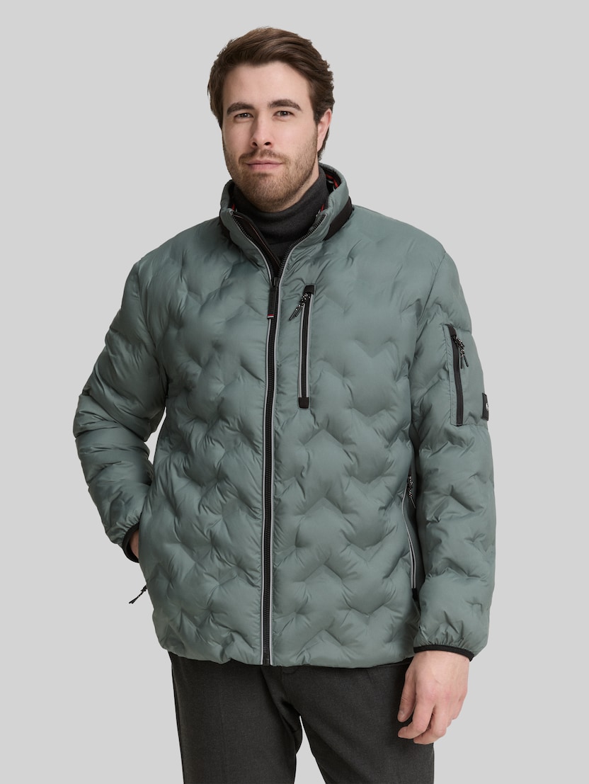 Plus Size - Hybrid Lightweight Steppjacke mit verstaubarer Kapuze von Men Plus Size, washed jasper green