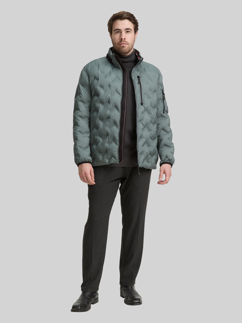 Plus Size - Hybrid Lightweight Steppjacke mit verstaubarer Kapuze von Men Plus Size, washed jasper green