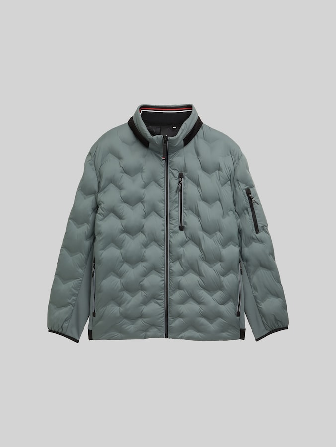 Plus Size - Hybrid Lightweight Steppjacke mit verstaubarer Kapuze von Men Plus Size, washed jasper green