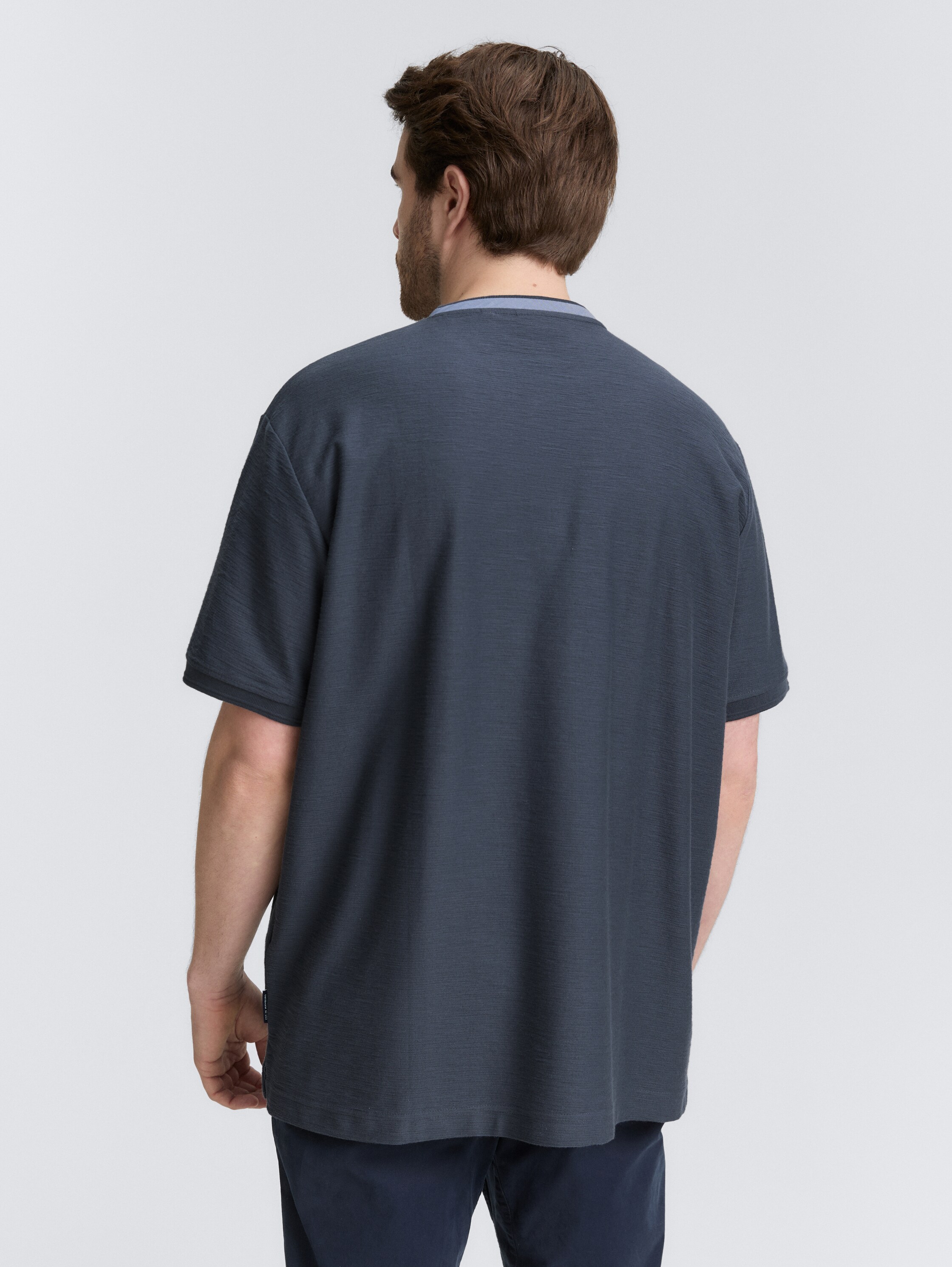 Plus Size - Poloshirt mit Stehkragen - blueish_grey - 