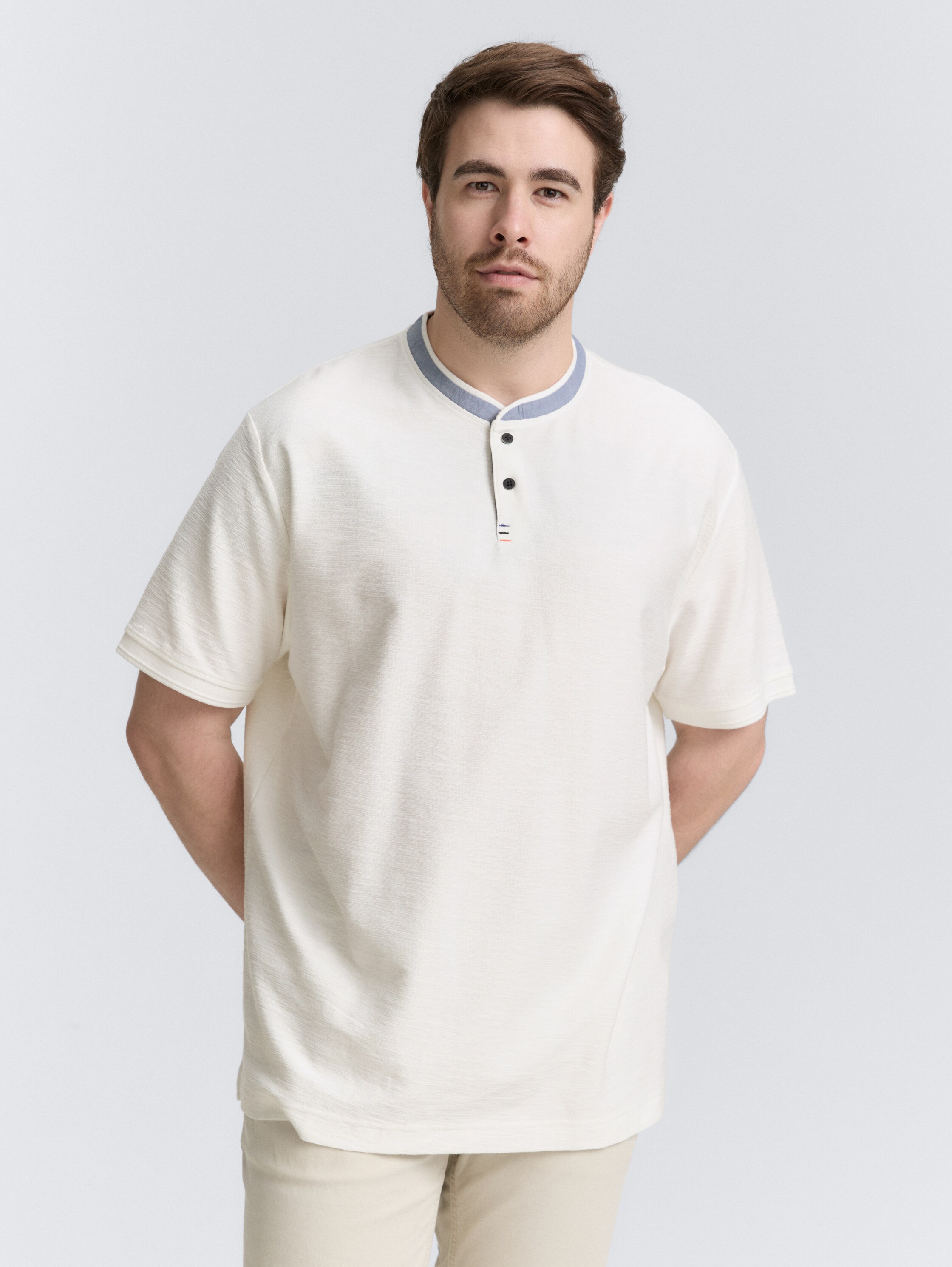 Plus Size - Poloshirt mit Stehkragen - off_white_1 - 