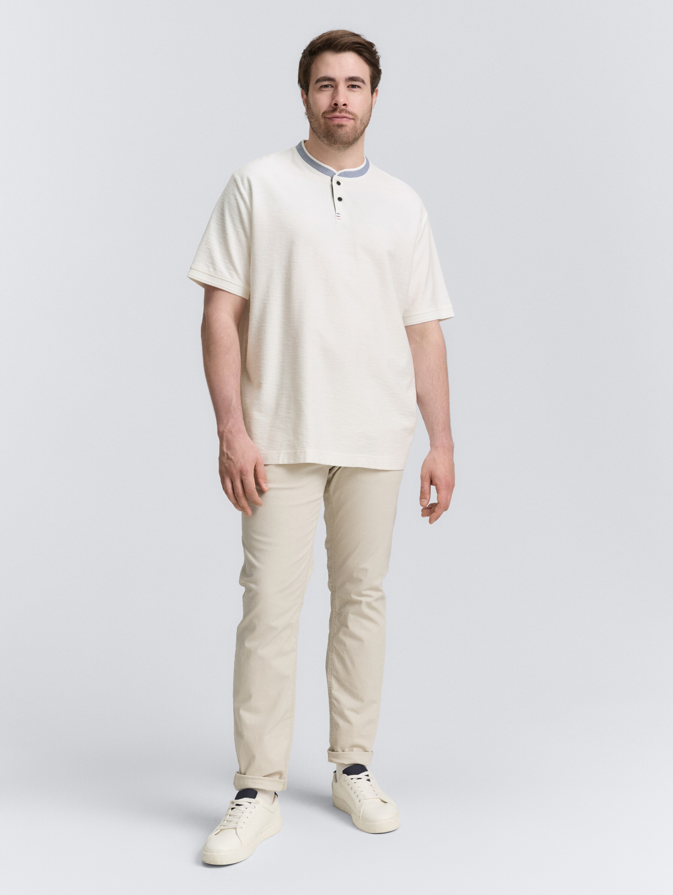 Plus Size - Poloshirt mit Stehkragen - off_white_1 - 