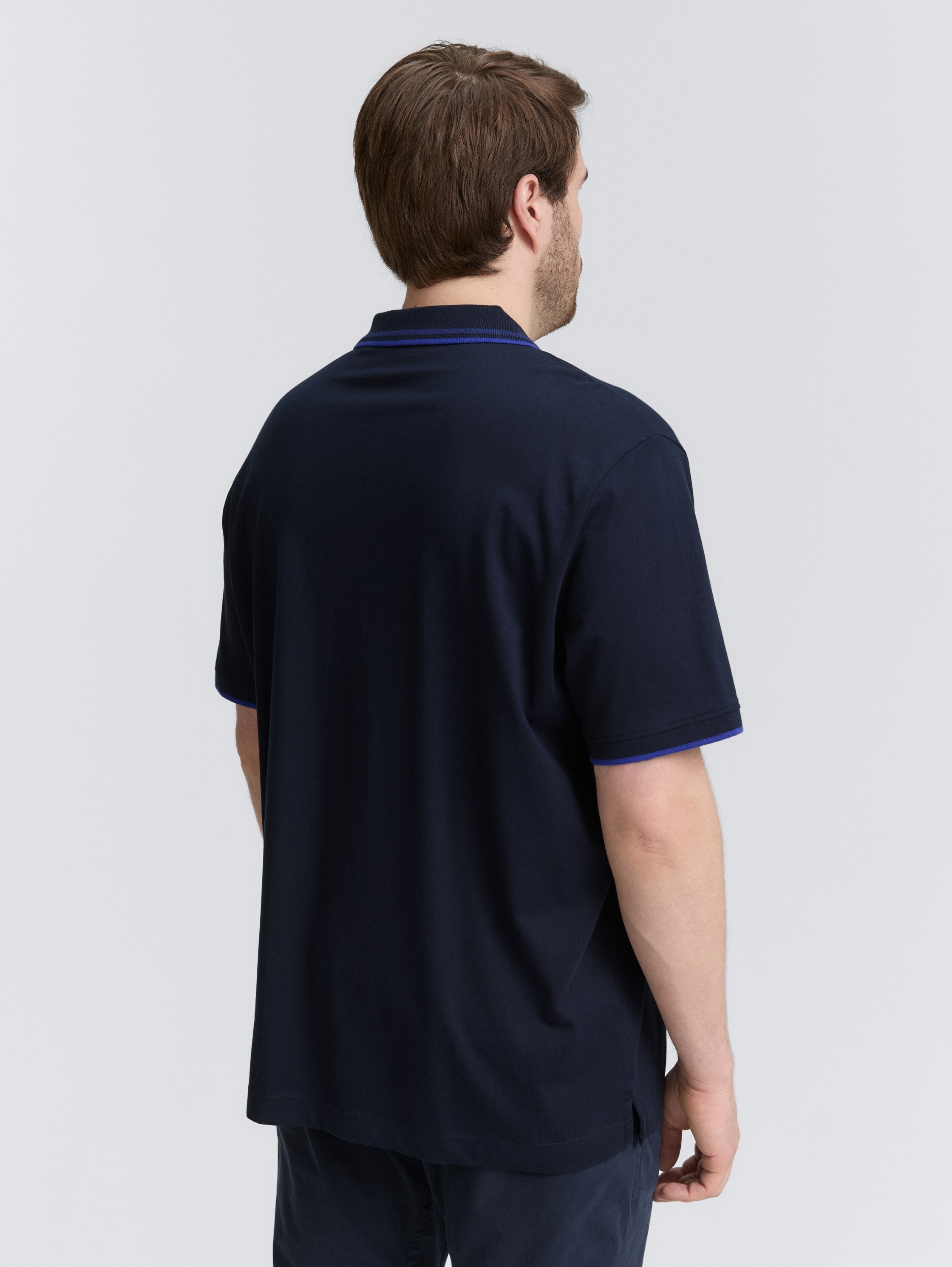 Plus Size - Poloshirt mit Logo-Print aus Baumwolle - sky_captain_blue_1 - 