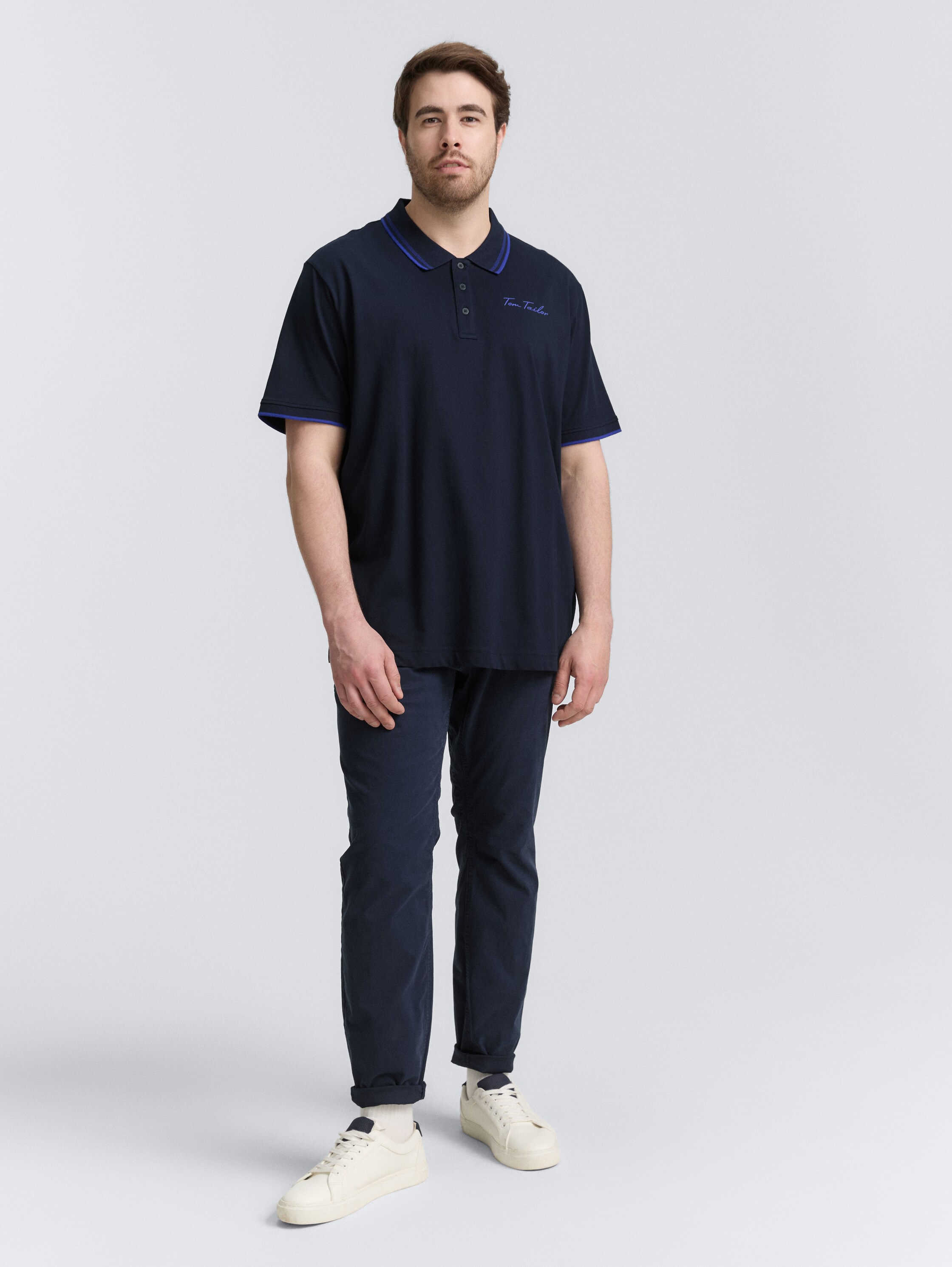 Plus Size - Poloshirt mit Logo-Print aus Baumwolle - sky_captain_blue_1 - 