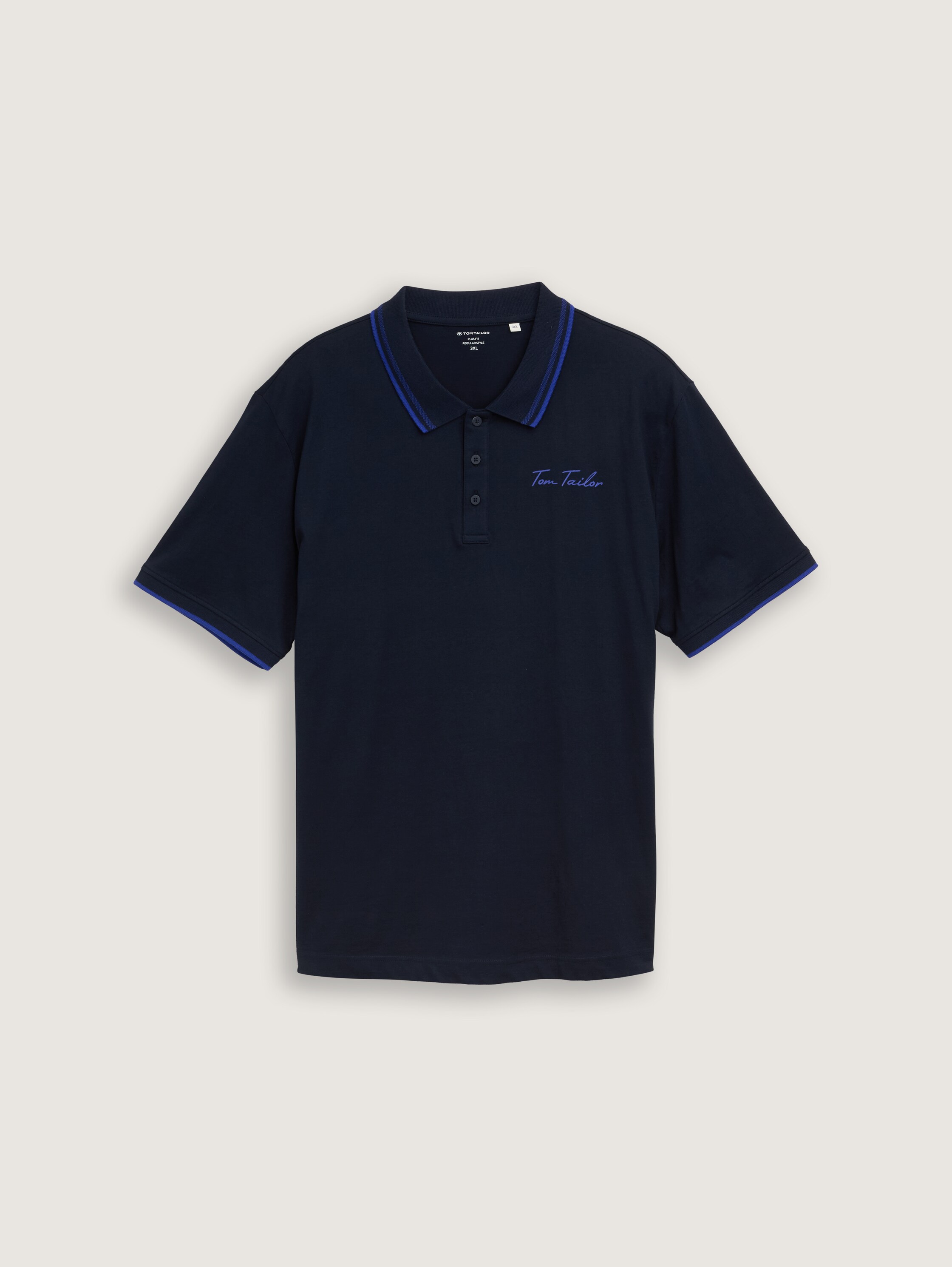 Plus Size - Poloshirt mit Logo-Print aus Baumwolle - sky_captain_blue_1 - 