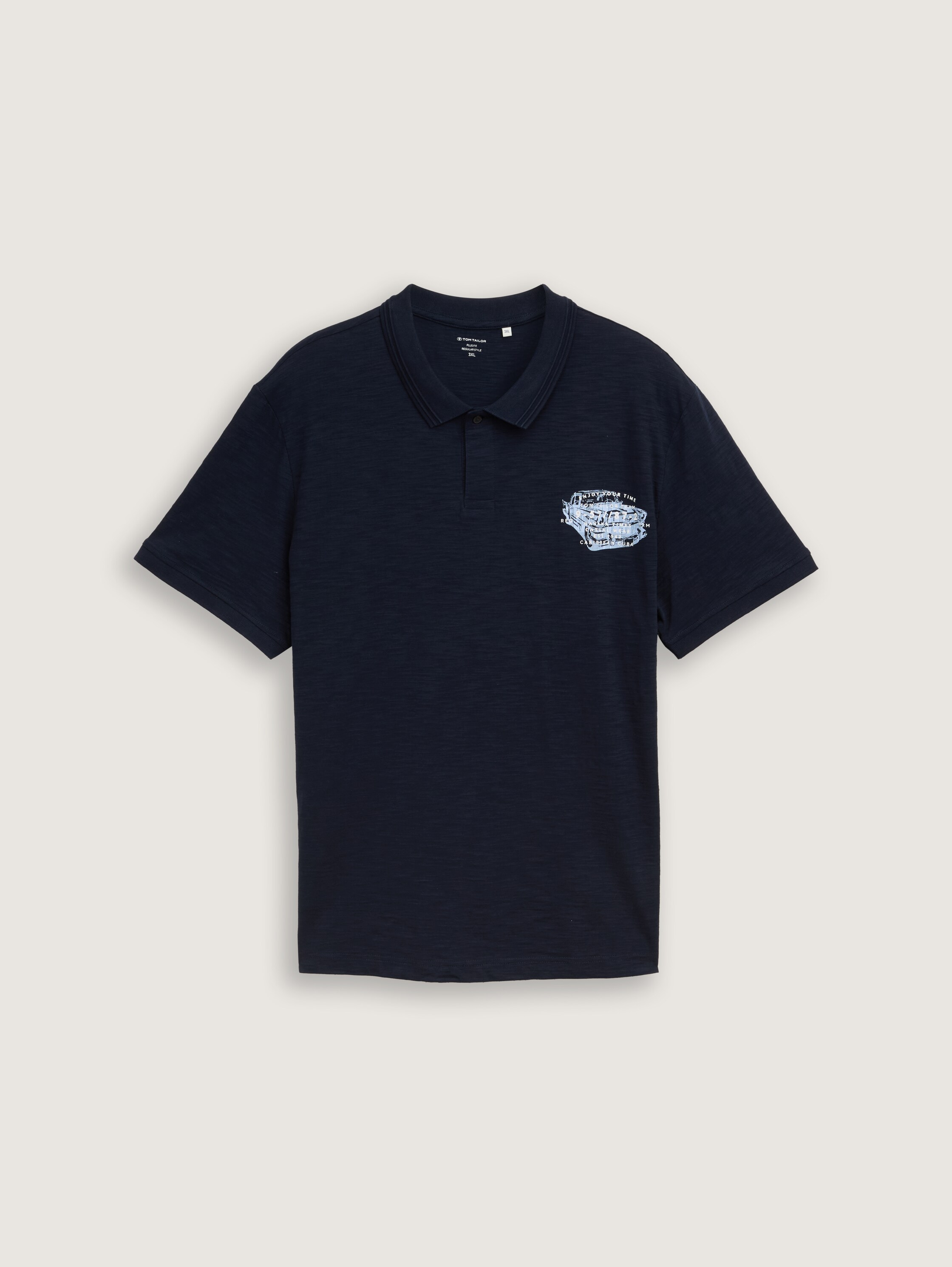 Plus Size - Poloshirt aus Baumwolle mit Print - sky_captain_blue_1 - 