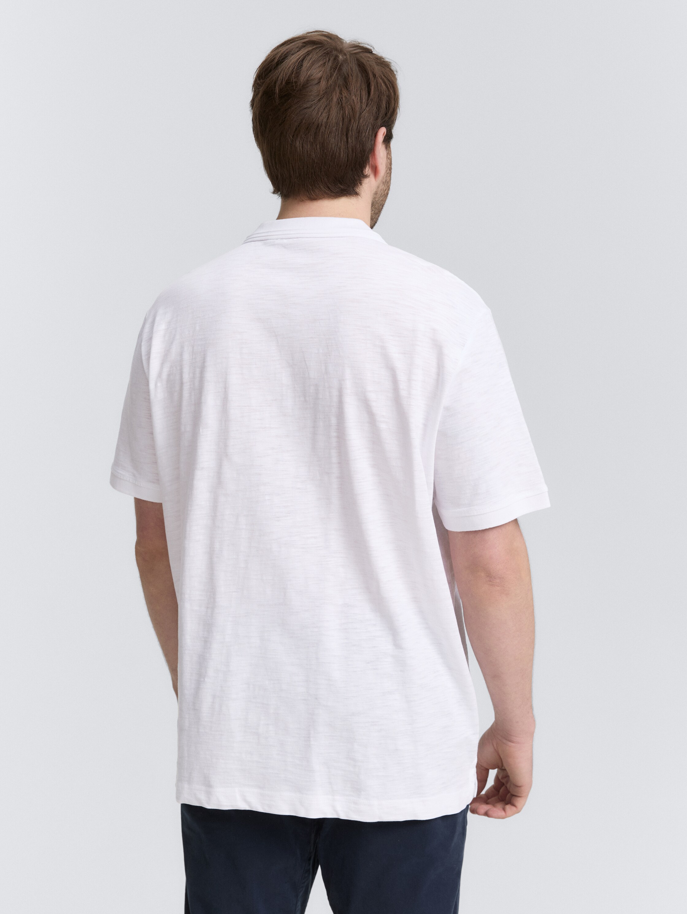 Plus Size - Poloshirt aus Baumwolle mit Print - white - 