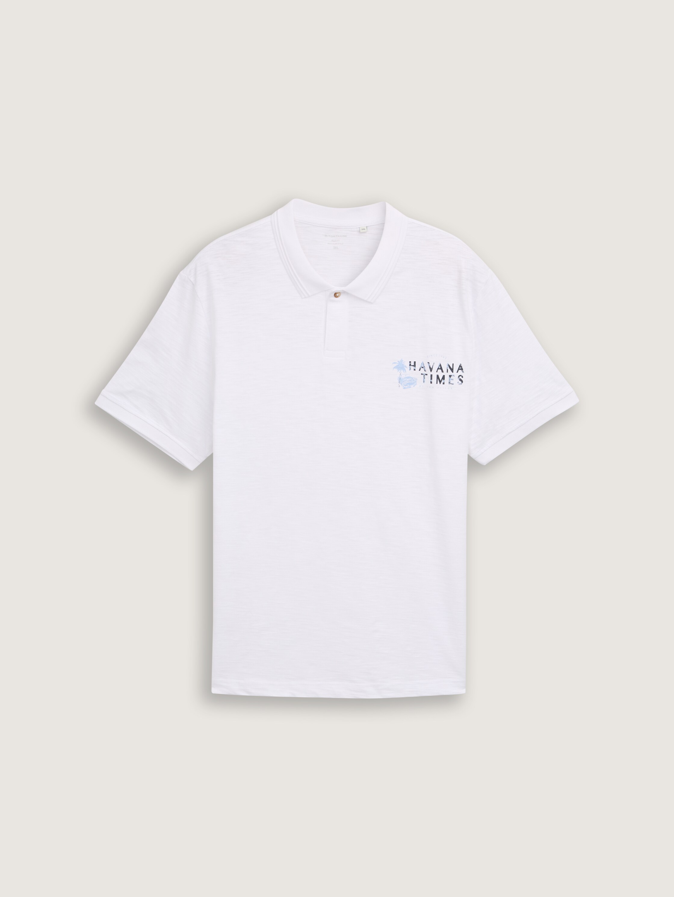 Plus Size - Poloshirt aus Baumwolle mit Print - white - 