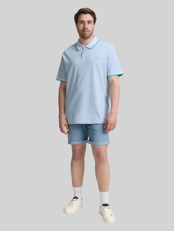Plus Size - TTPLUS REGULAR FIT denim shorts by Men Plus Size, Used Light Stone Blue Denim