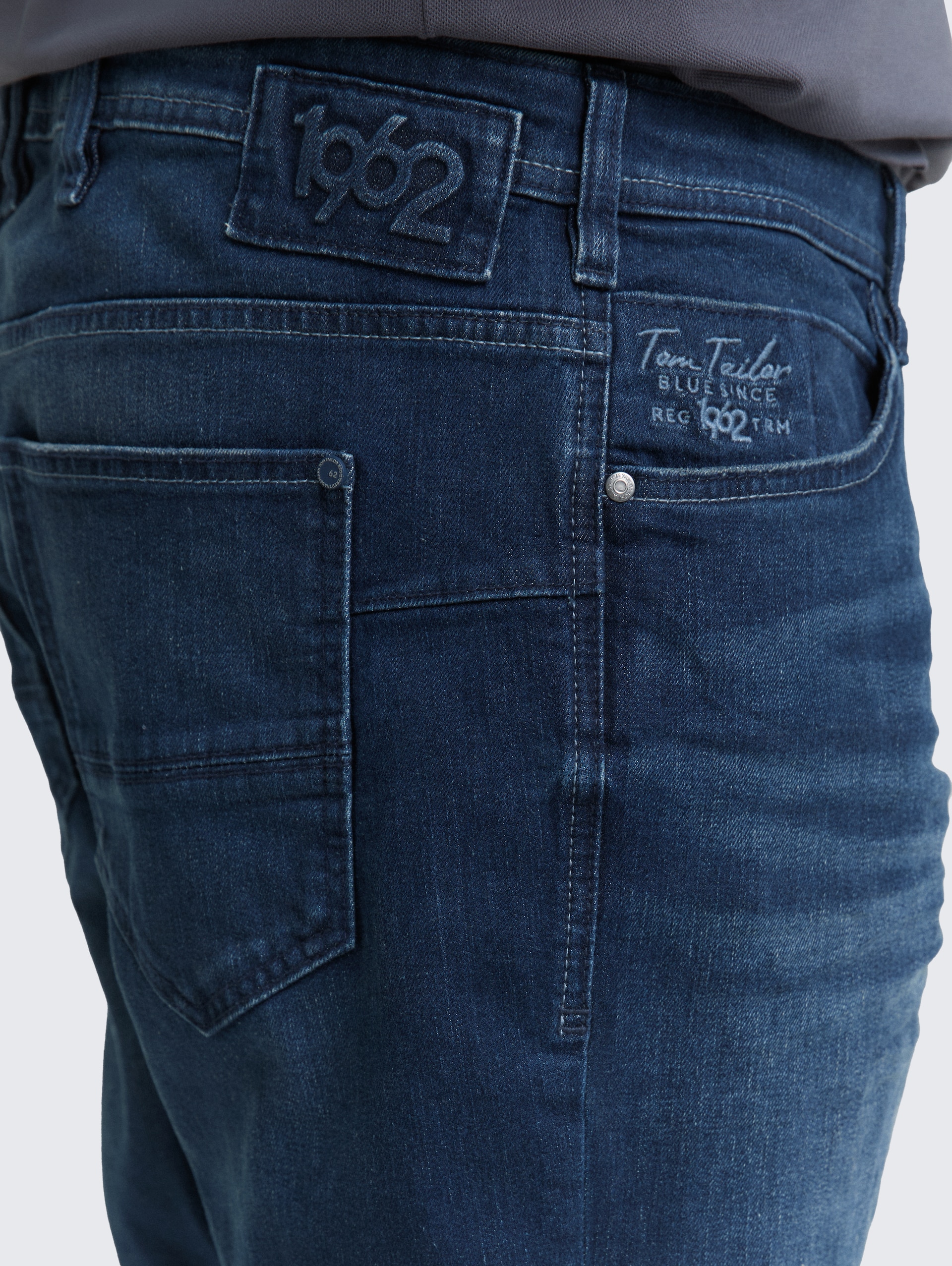 Plus Size - TTPLUS REGULAR FIT Jeans Shorts - Used Dark Stone Blue Denim - Detail-Model-Ansicht