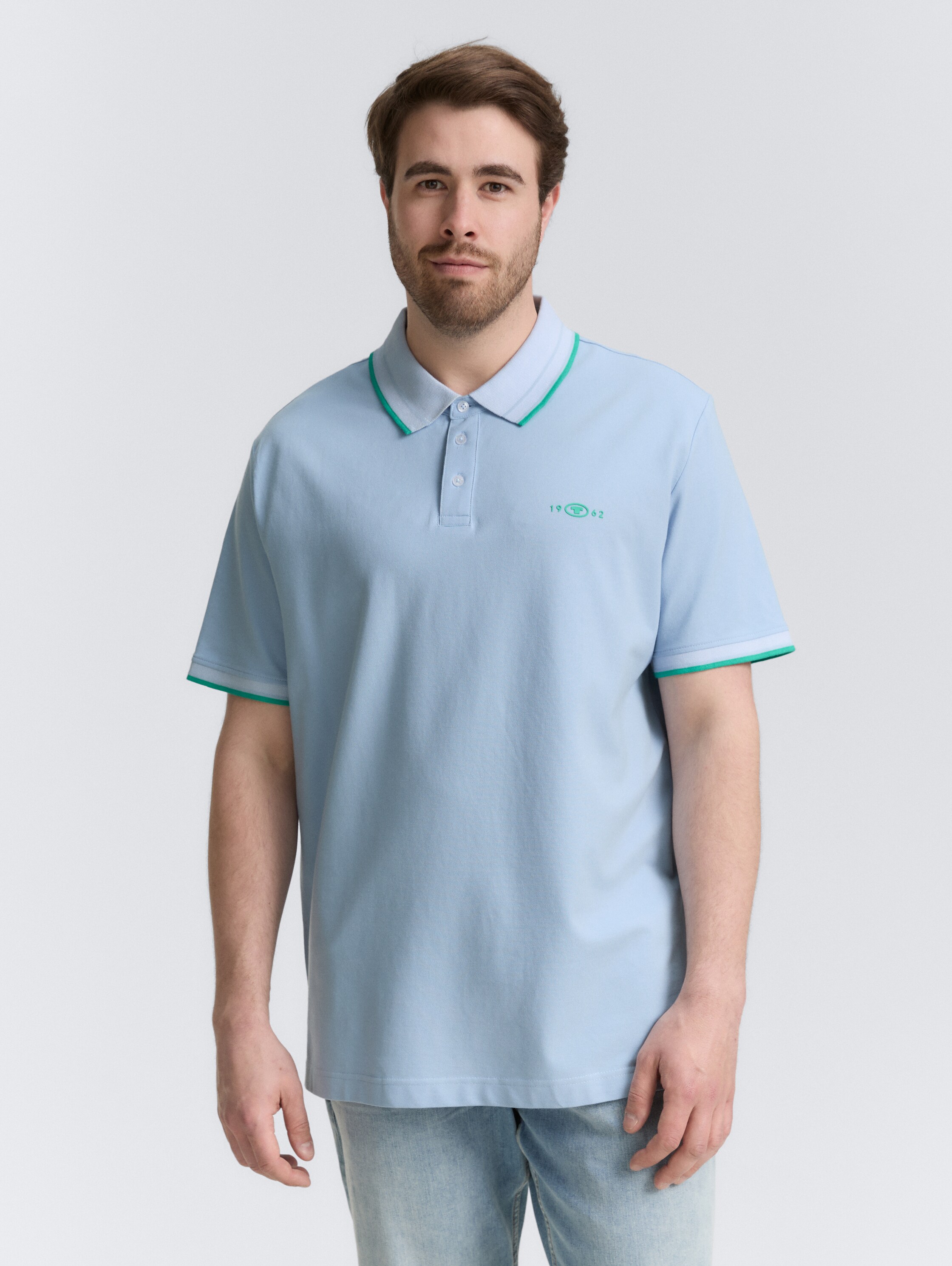 Plus Size - Piqué Poloshirt mit Stretch - light_powder_blue - 
