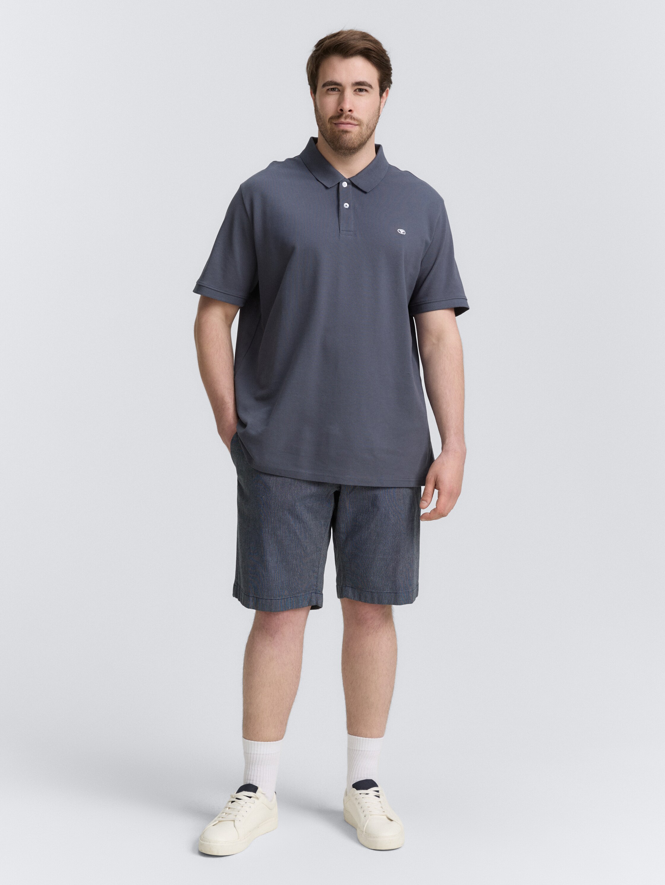 Plus Size - Regular Chino Shorts aus Baumwolle - navy_blue_white_structure - 