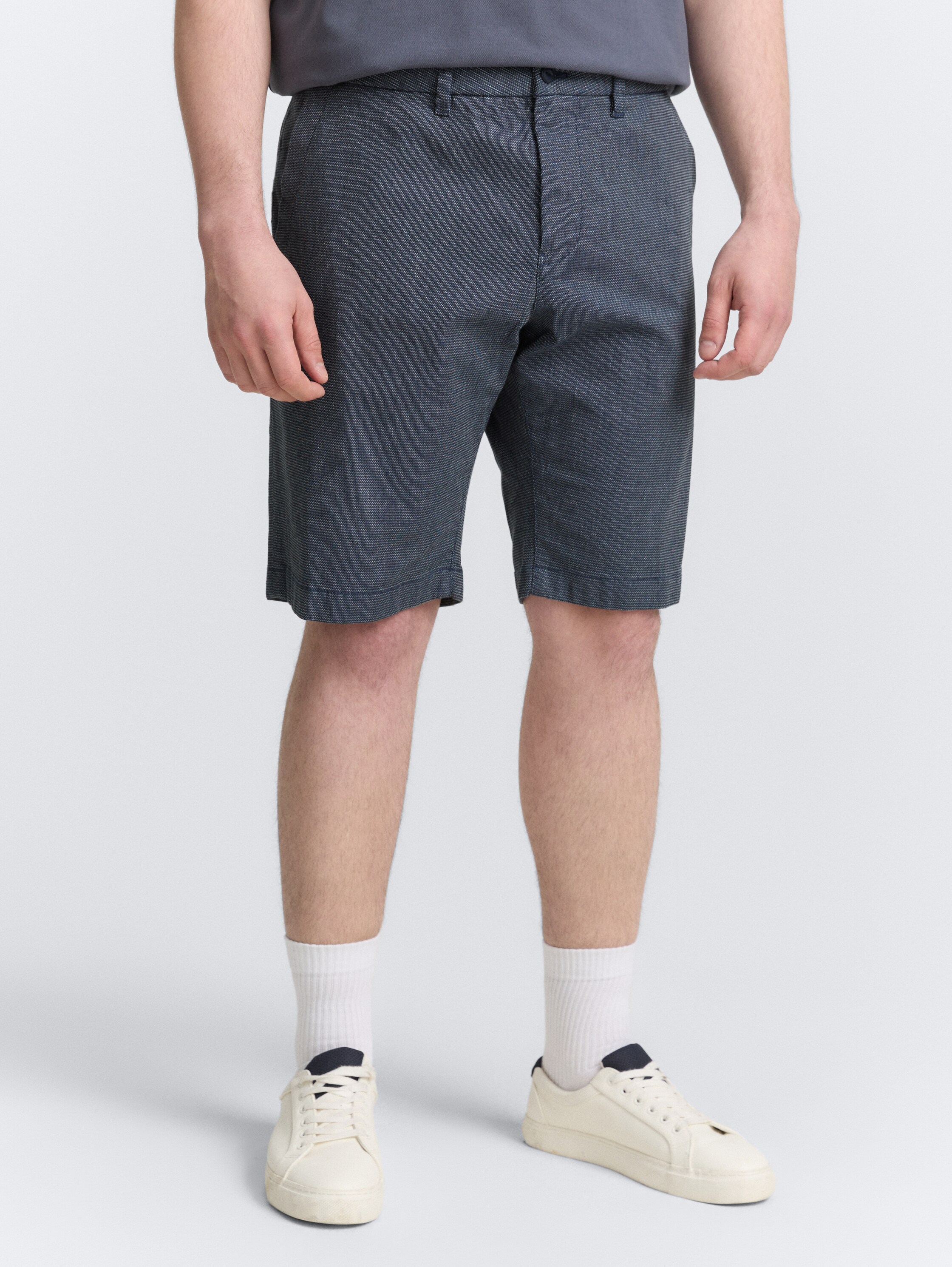 Plus Size - Regular Chino Shorts aus Baumwolle - navy_blue_white_structure - 