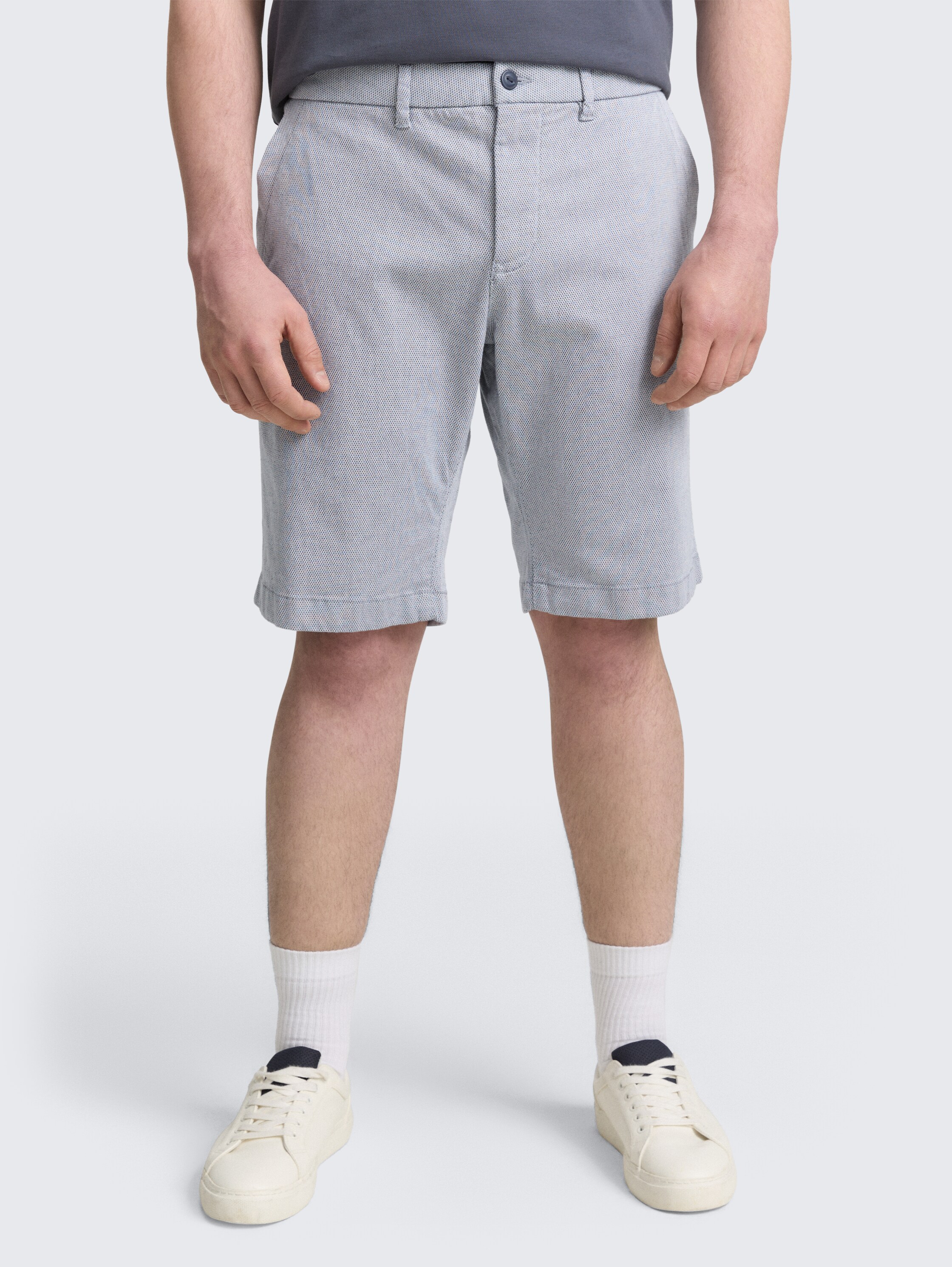 Plus Size - Regular Chino Shorts aus Baumwolle - white_navy_quilted_dobby - 