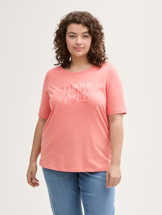 Plus Size - T-shirt met print door Women Plus Size, rosewood pink