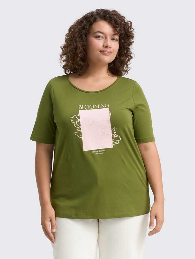 Plus Size - T-shirt with print by Women Plus Size, deep ivy green