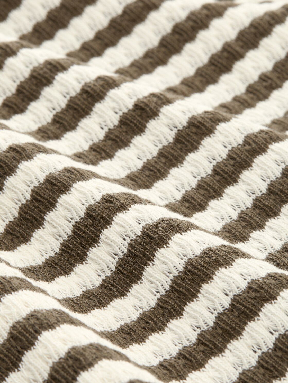 Wide Leg Strickhose - olive white stripe - Material-Ansicht