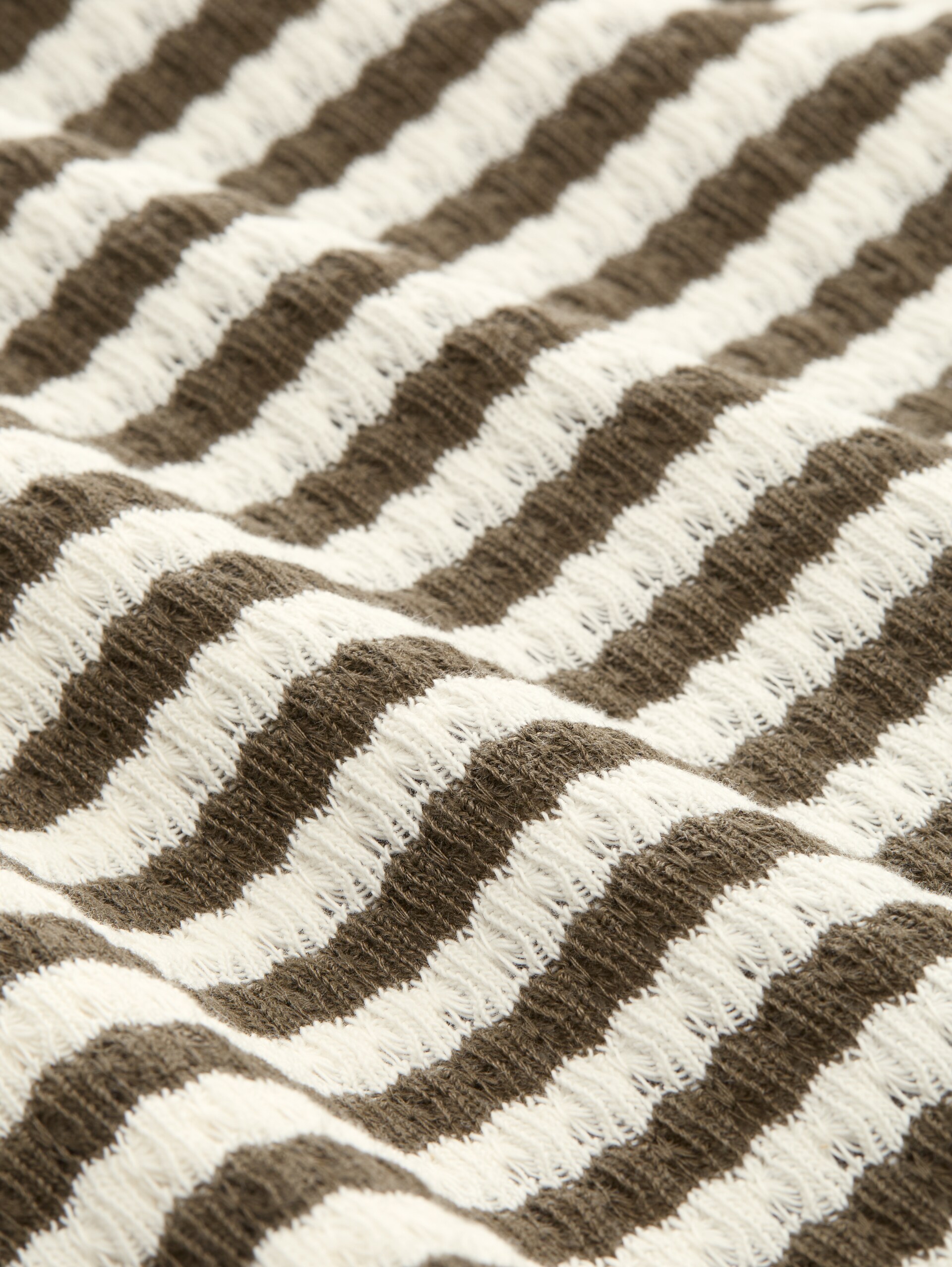 Wide Leg Strickhose - olive white stripe - Material-Ansicht