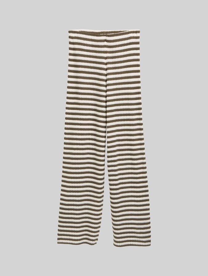 Gebreide broek met wijde pijpen door Denim Female, olive white stripe