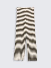 Pantalon en maille large - olive white stripe - Vue de face du produit