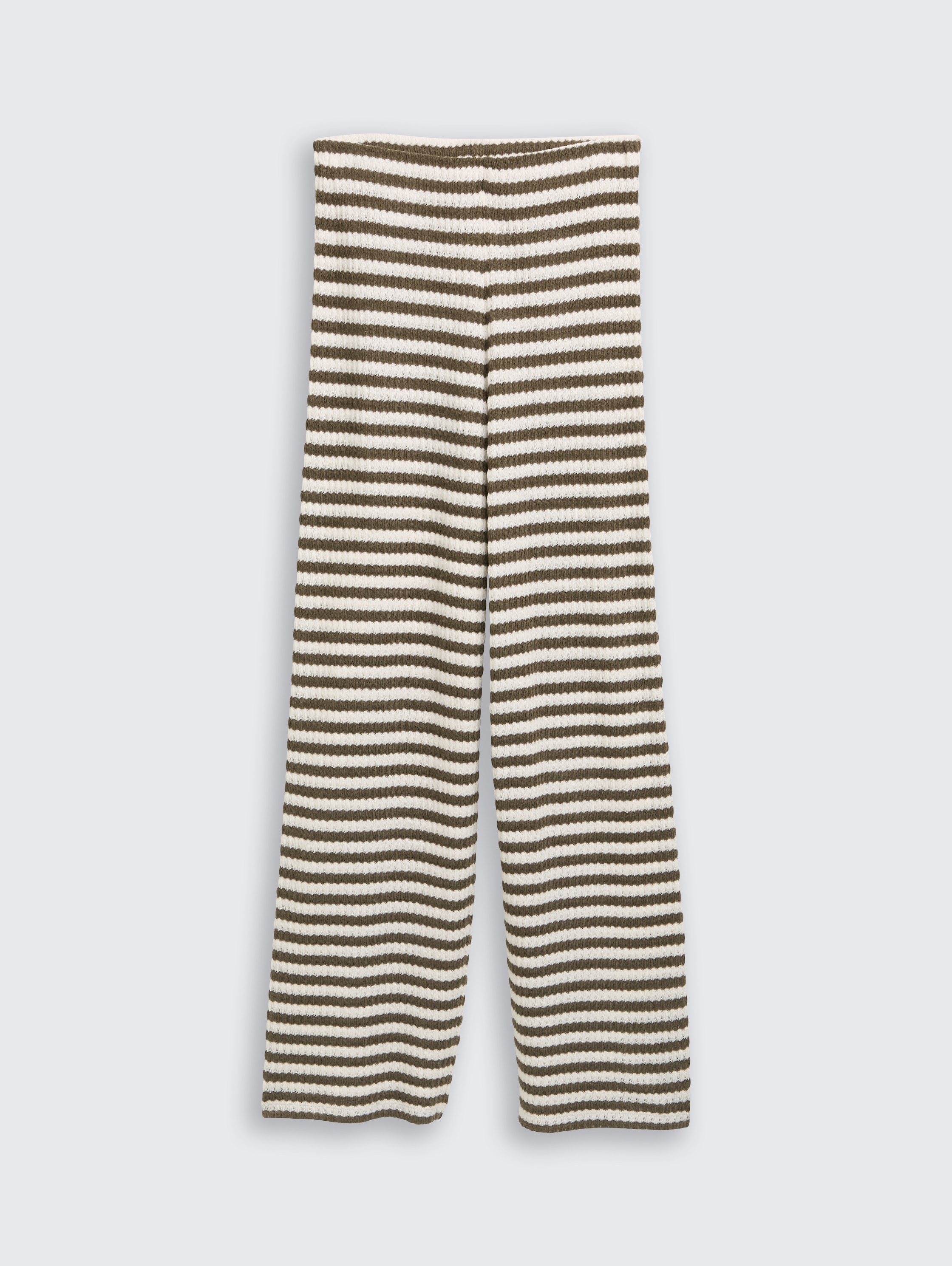 Wide leg knitted trousers - olive_white_stripe -
