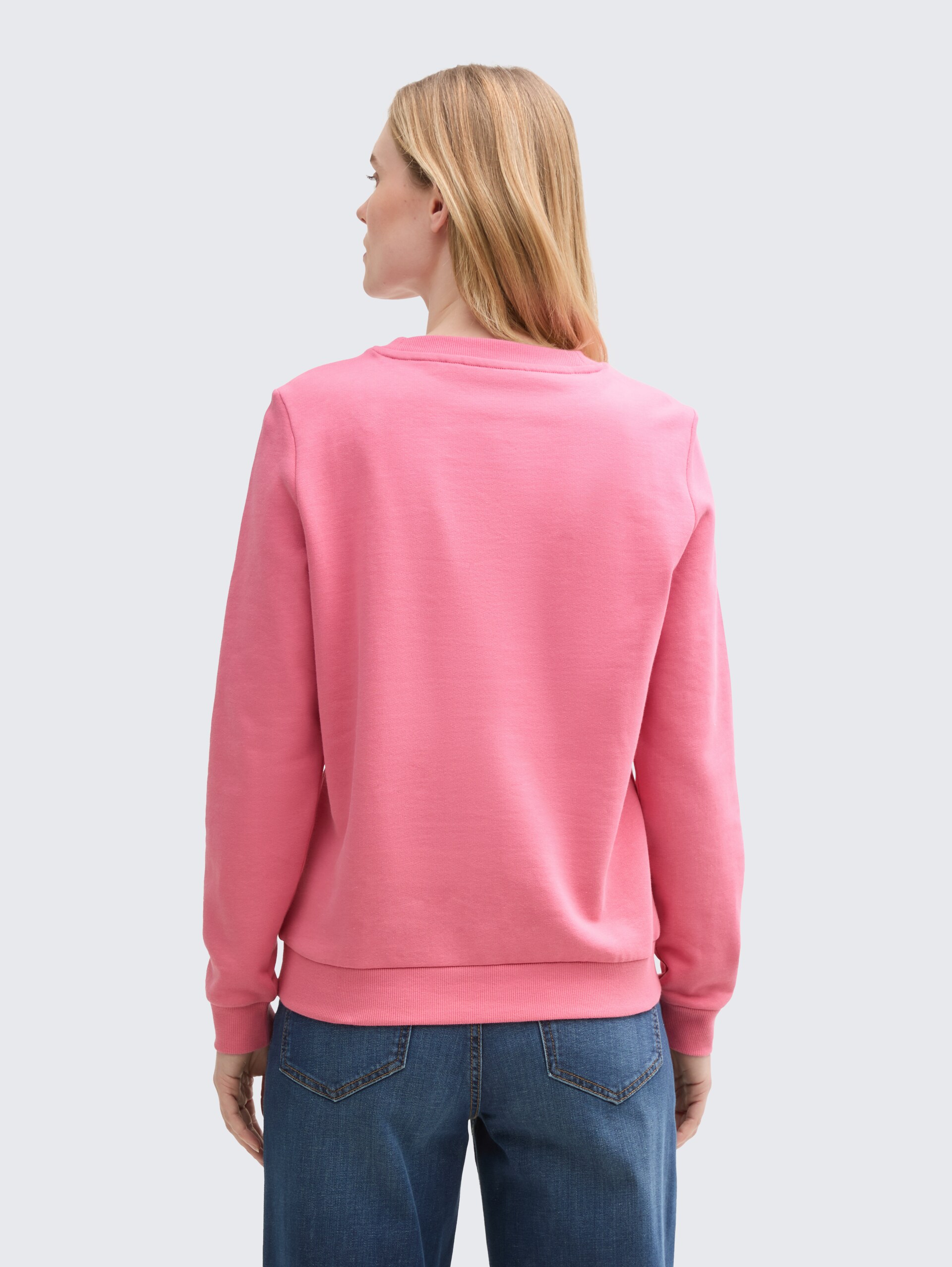 Loose Fit Sweatshirt mit Print - Bright Rose - Auschnitt Model-Rückansicht