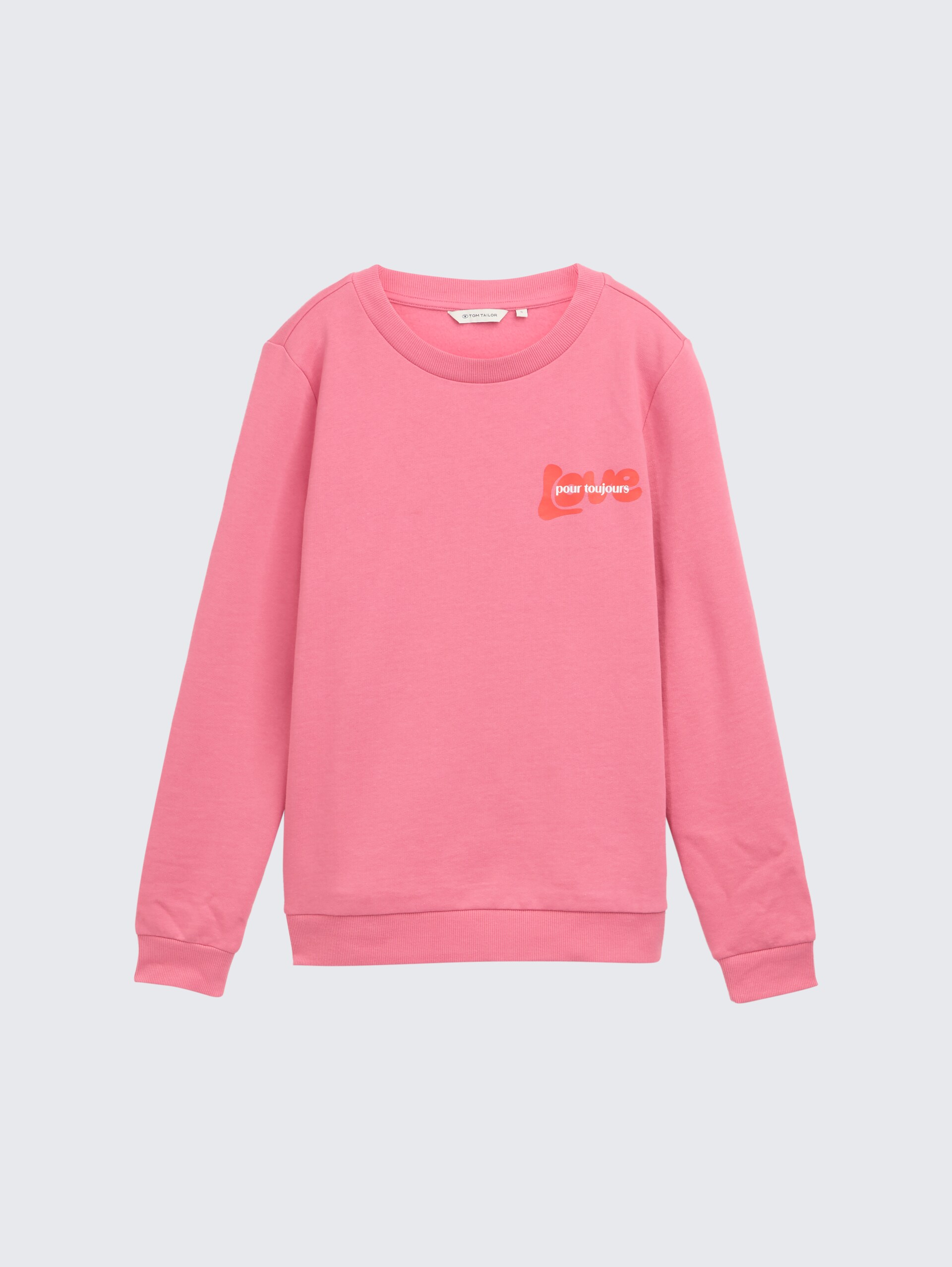 Loose Fit Sweatshirt mit Print - Bright Rose - Vorder-Produkt-Ansicht
