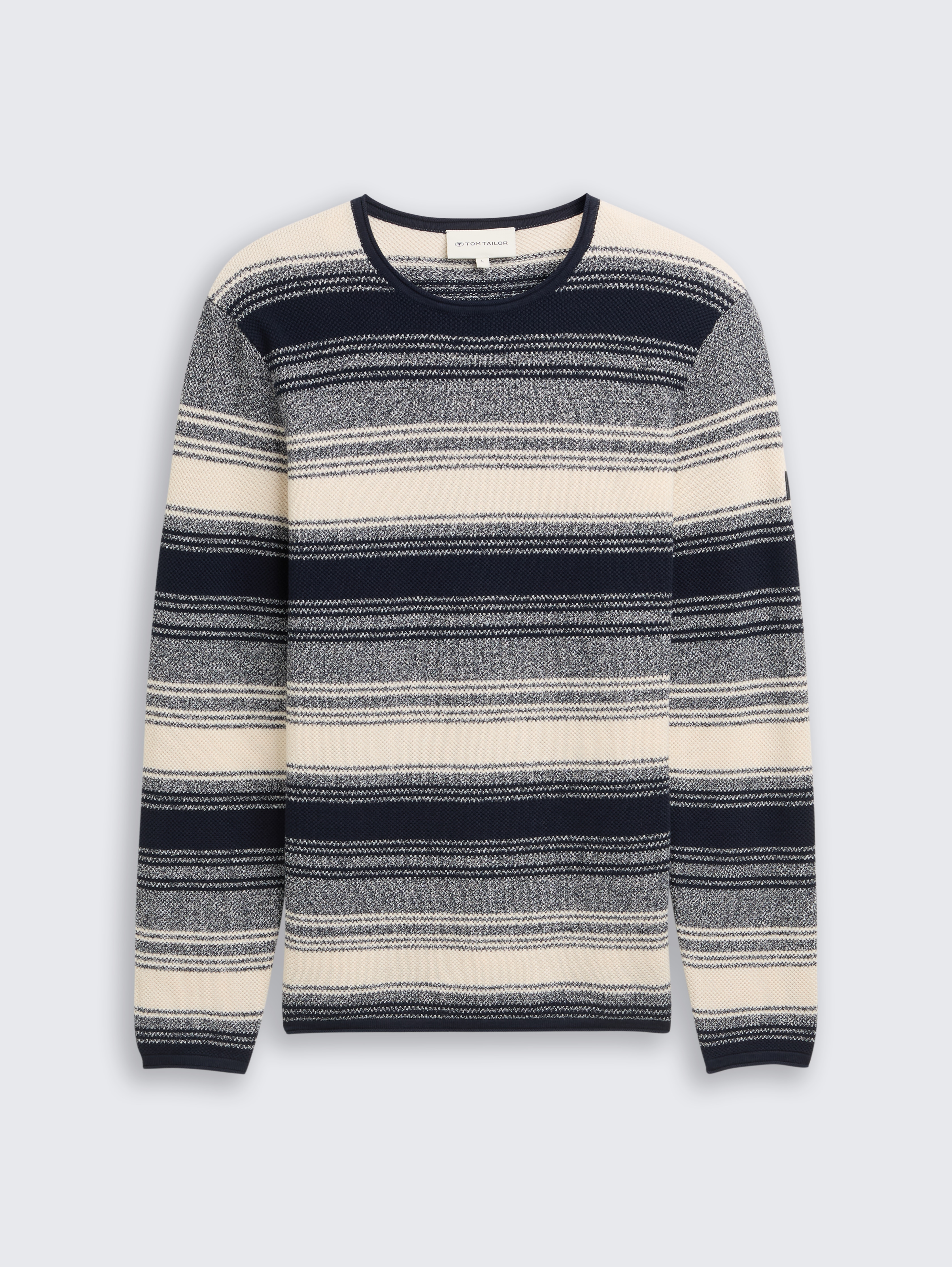 Strickpullover im Streifenmuster von Men, off white navy stripe