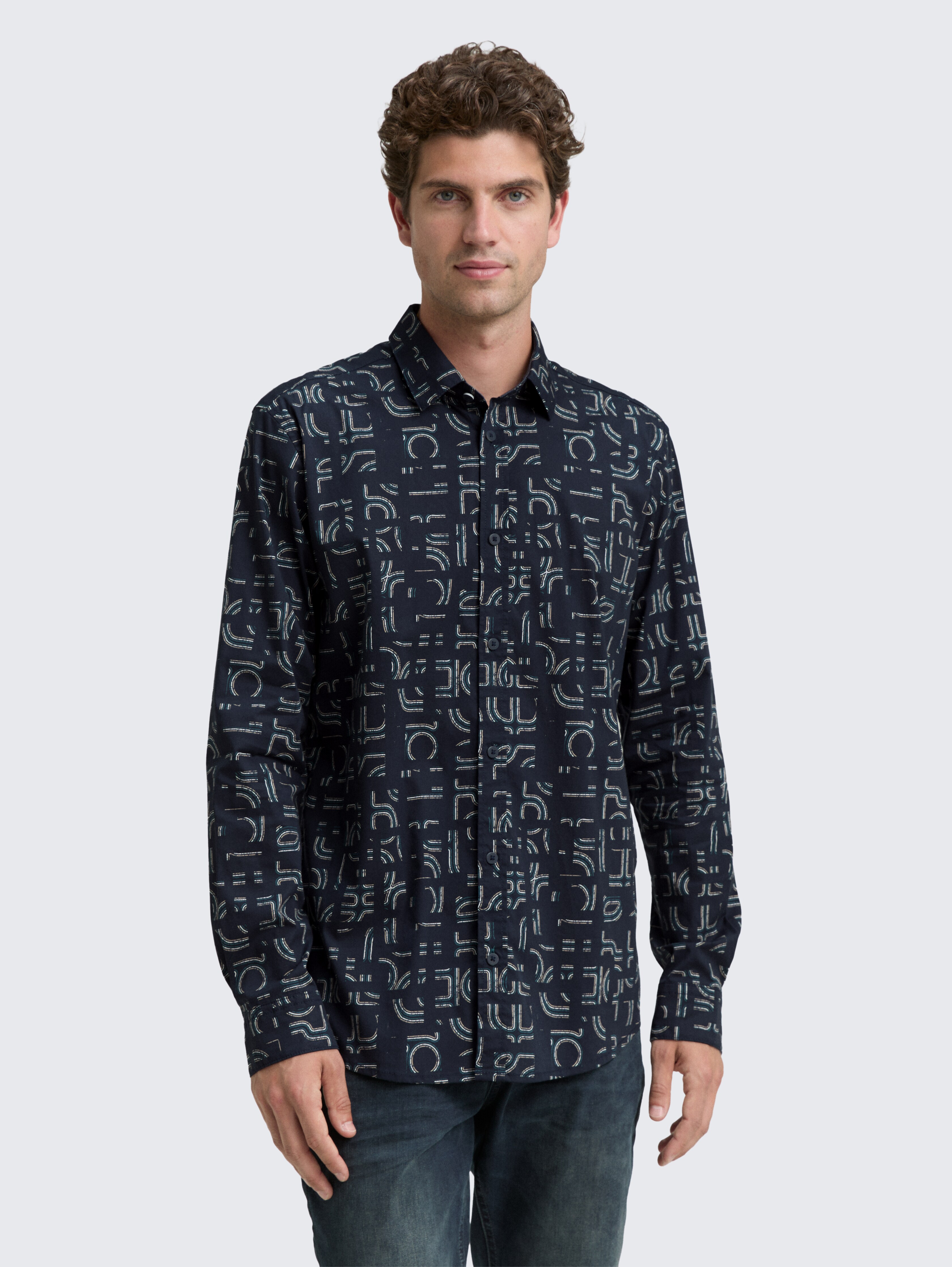 Slim Fit Hemd mit Stretch von Men, navy irregular design