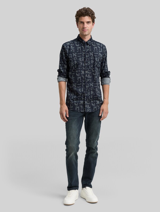 Slim Fit Hemd mit Stretch von Men, navy irregular design