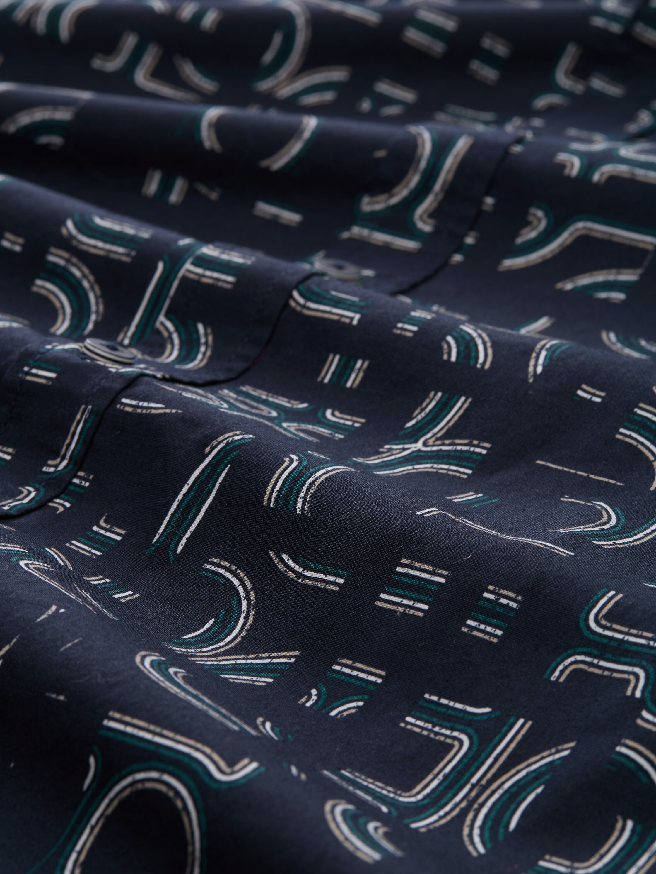 Slim Fit Hemd mit Stretch - navy irregular design - Material-Ansicht