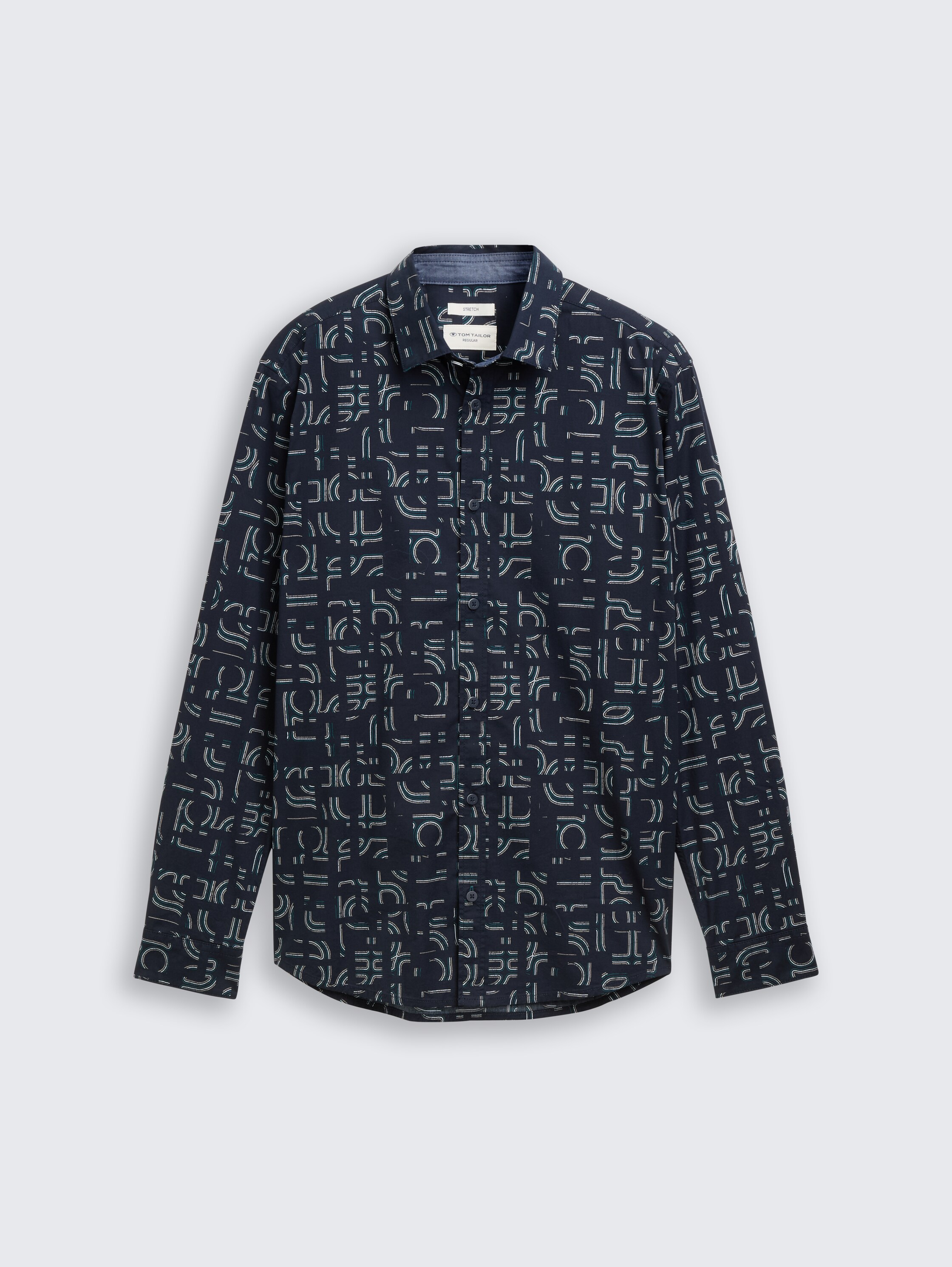 Slim Fit Hemd mit Stretch - navy irregular design - Vorder-Produkt-Ansicht