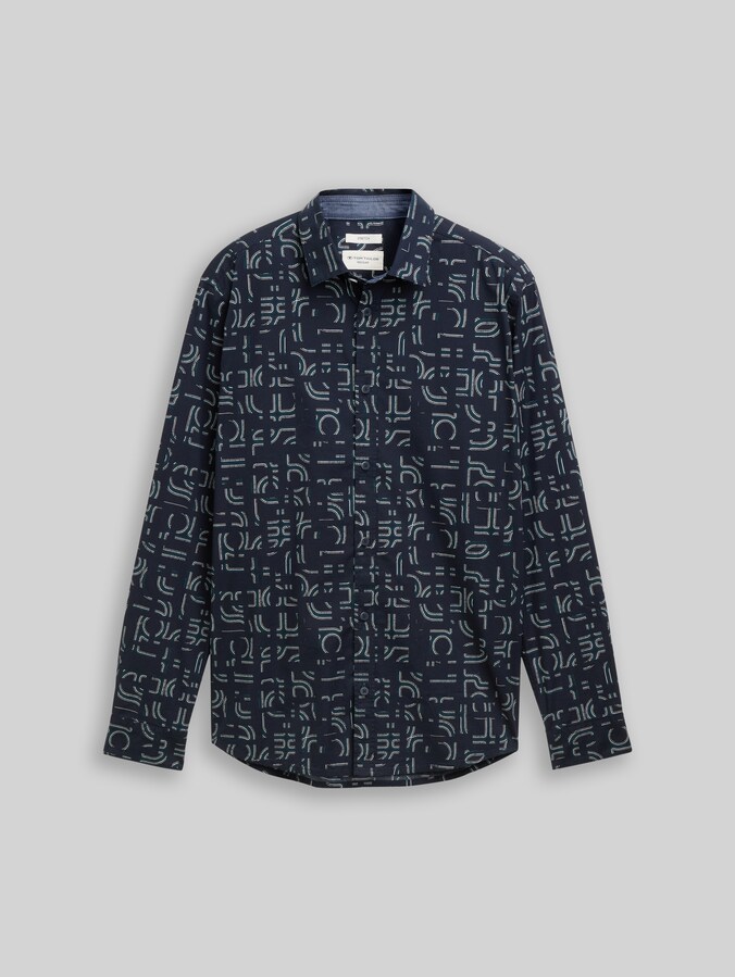 Slim fit overhemd met stretch door Men, navy irregular design