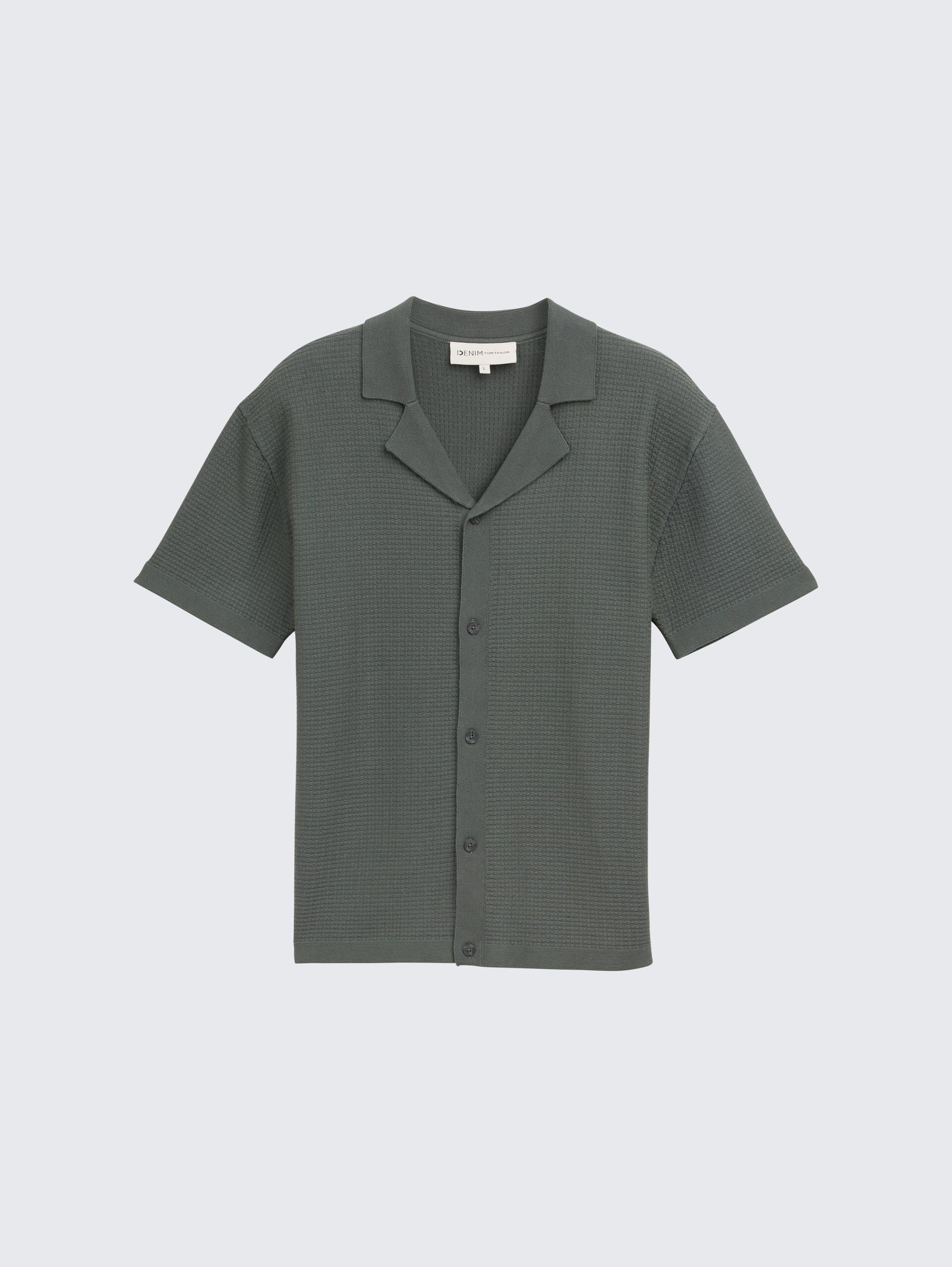 Strick-Poloshirt mit kurzen Ärmeln - washed jasper green