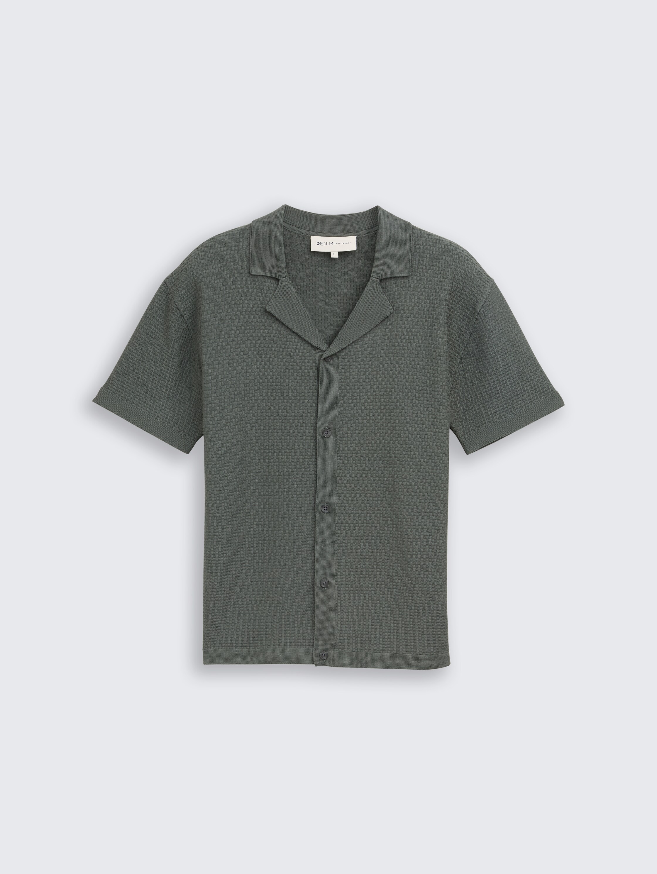 Strick-Poloshirt mit kurzen Ärmeln - washed_jasper_green - 