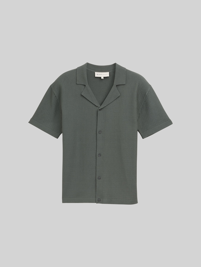 Strick-Poloshirt mit kurzen Ärmeln von Denim Male, washed jasper green