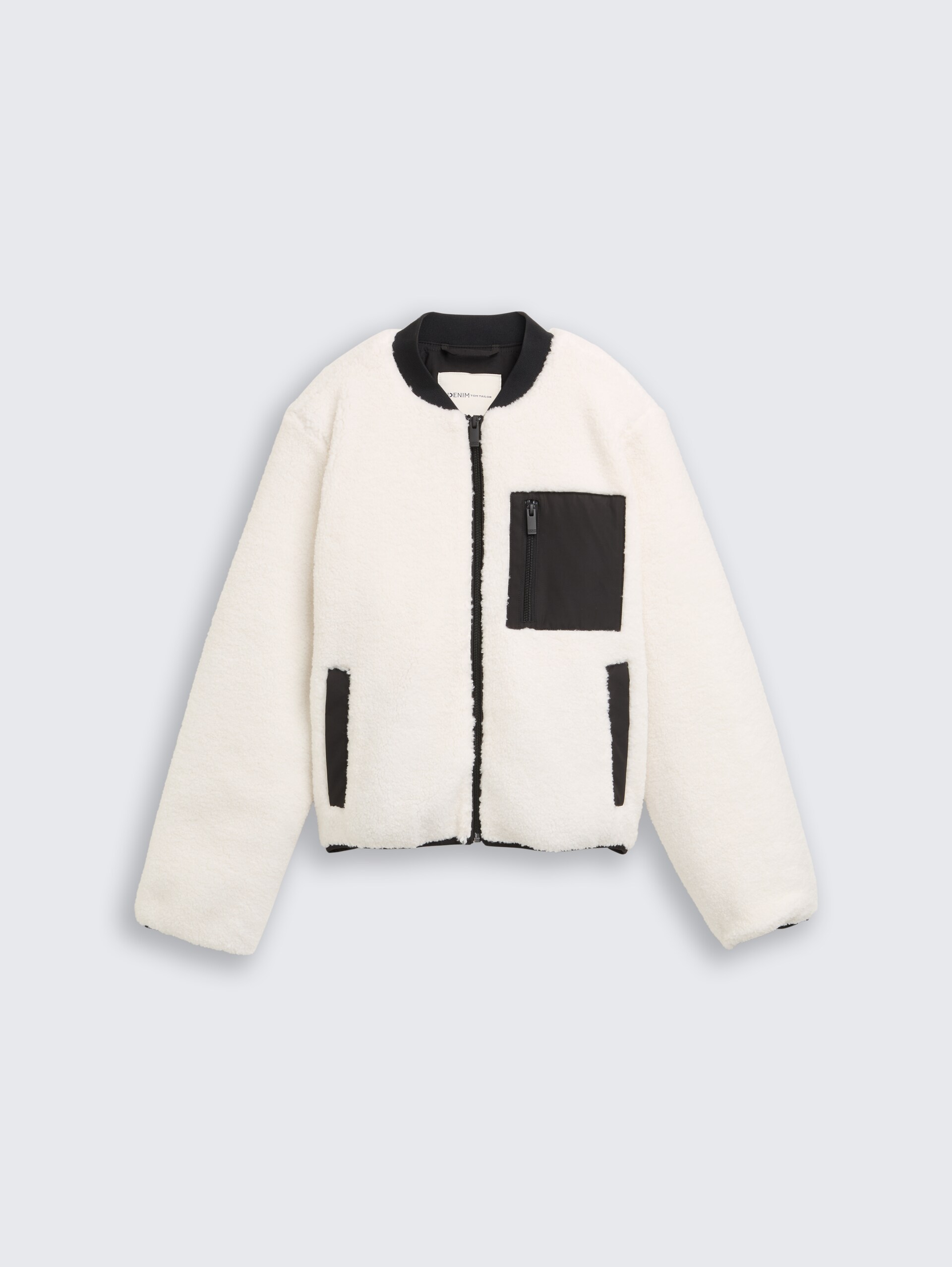 Teddy Jacke mit Bomberkragen - light cream beige - Vorder-Produkt-Ansicht
