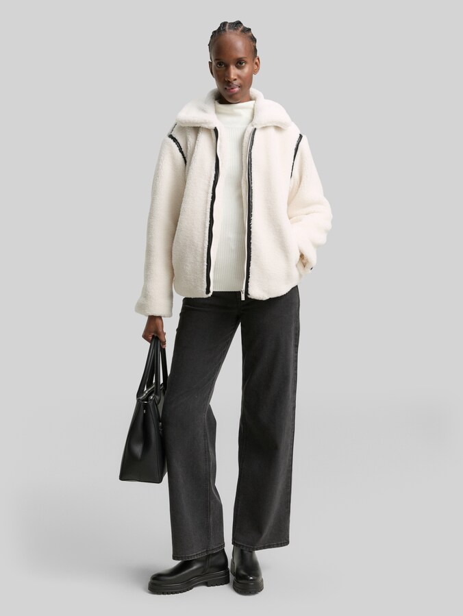 Veste Loose Fit Teddy par Denim Female, light cream beige