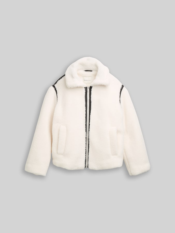 Loose Fit Teddy Jacke von Denim Female, light cream beige