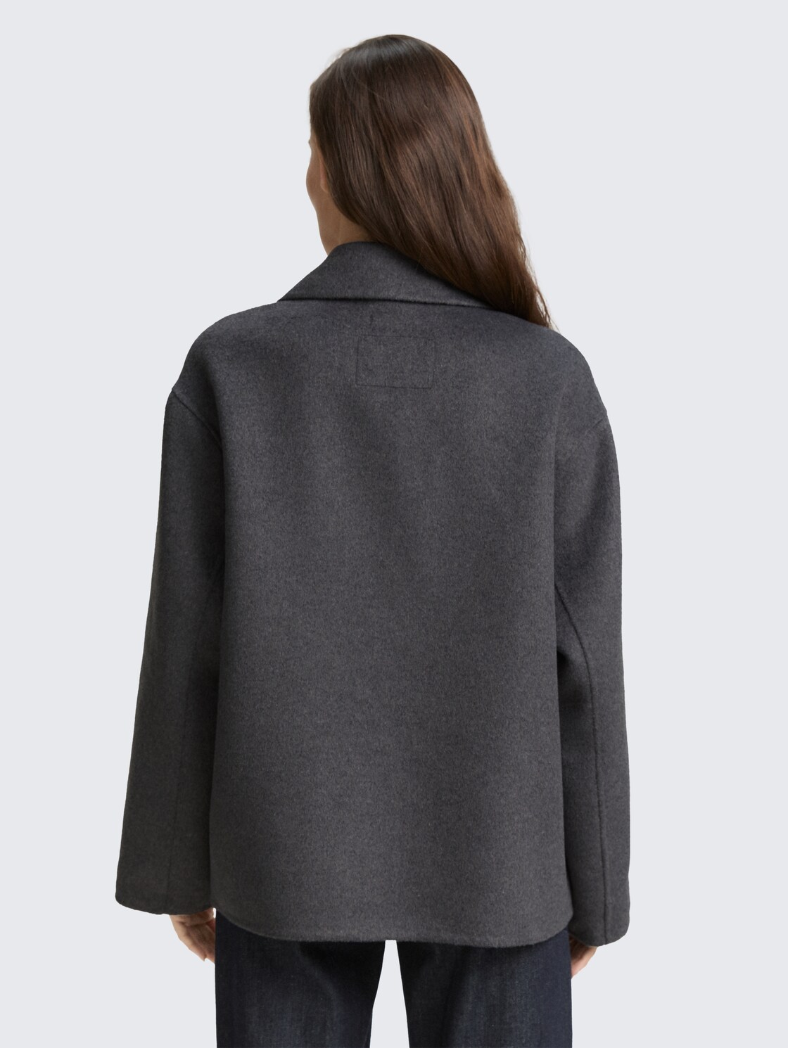 Cabanjacke mit Wollanteil - dark anthra melange - Model-Rückansicht