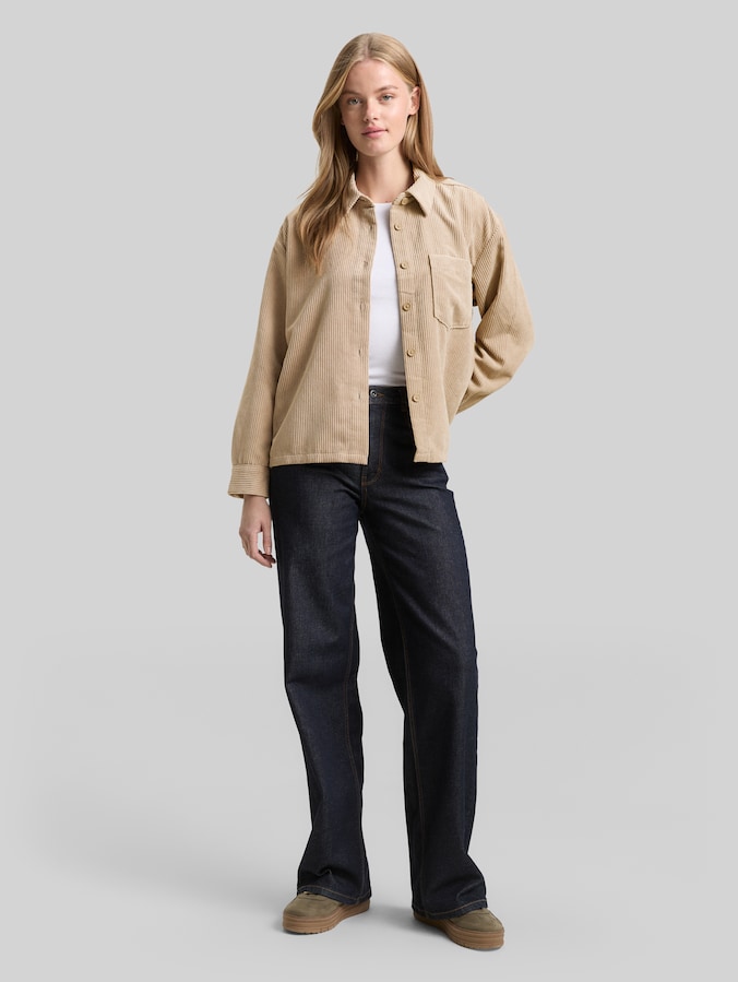 Boxy Fit Cordbluse von Denim Female, tan brown