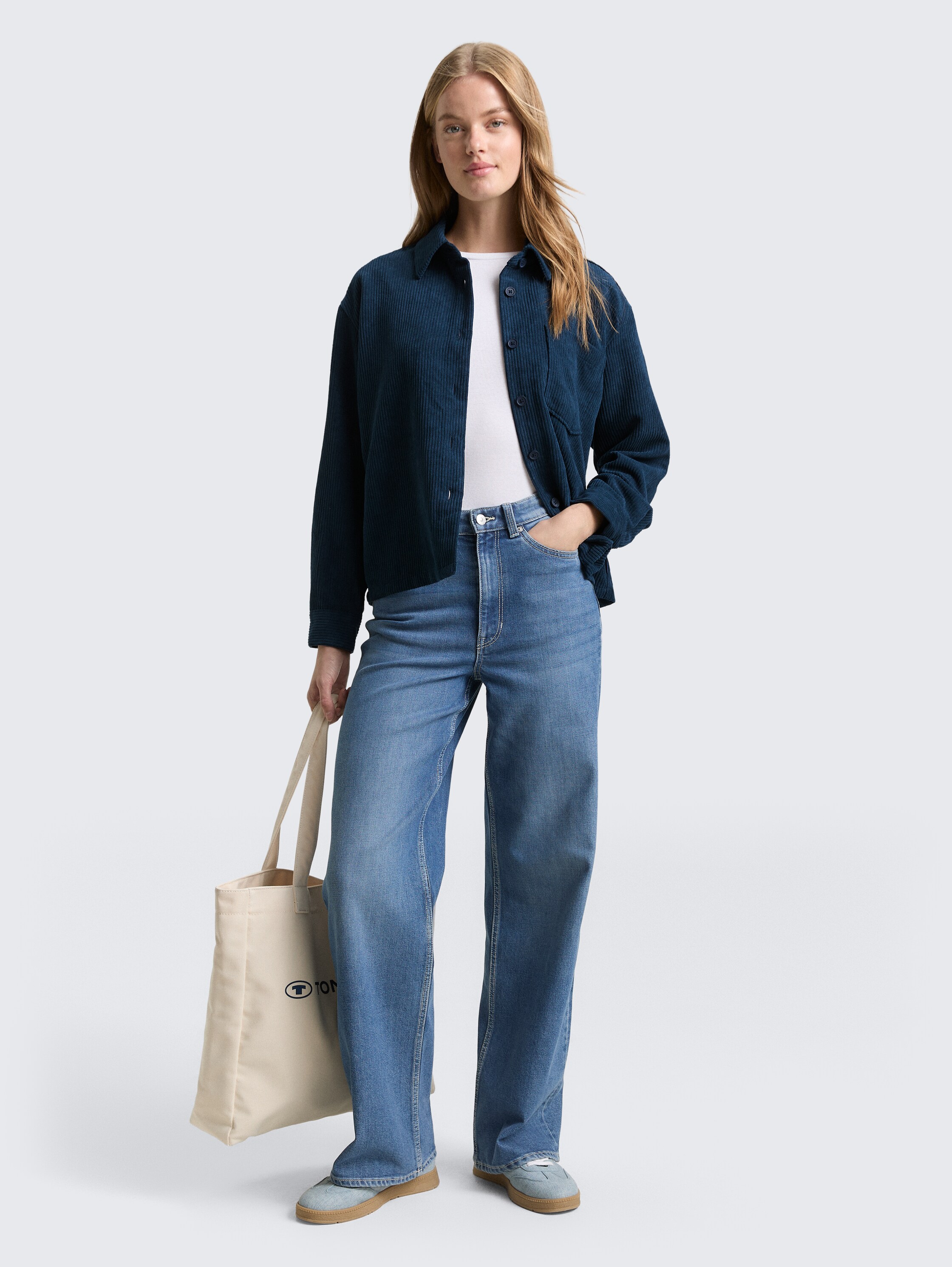 Boxy Fit Cordbluse - dark_sea_petrol - 