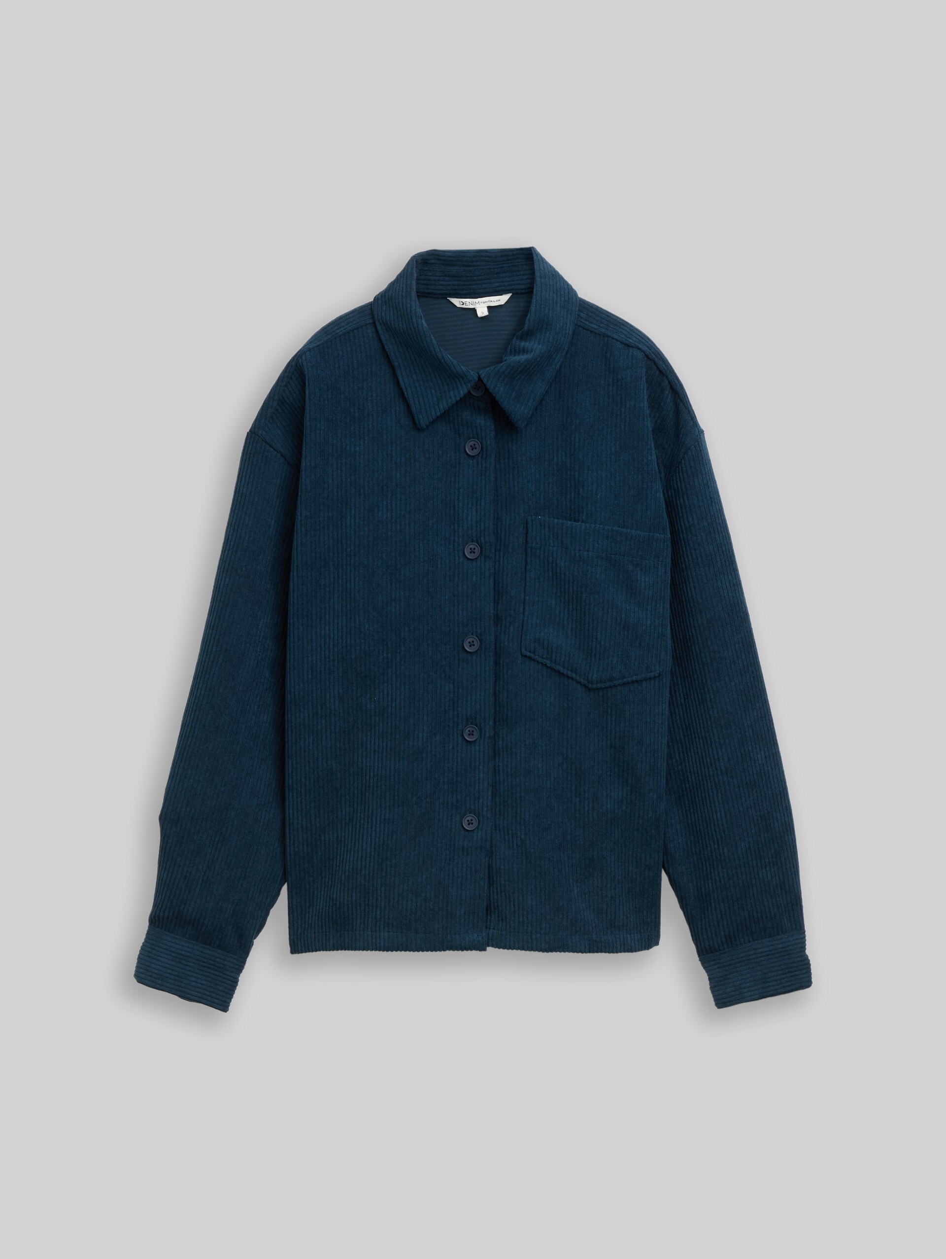 Boxy fit corduroy blouse - dark sea petrol - Front product view