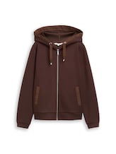 Ausgewählt, Hoodie Sweatjacke aus Scuba von Tom Tailor, braun