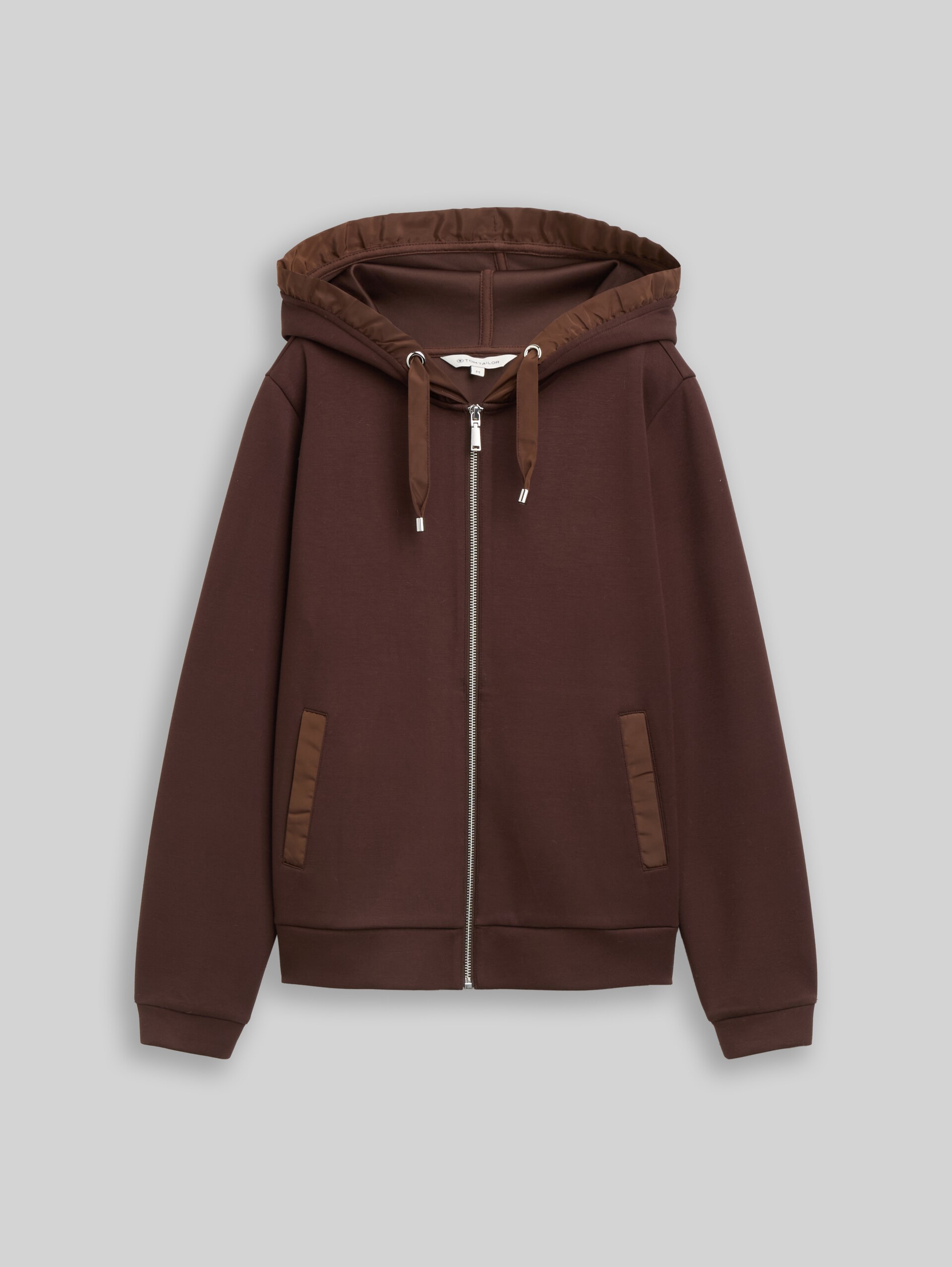 Hoodie Sweatjacke aus Scuba - java dark brown - Vorder-Produkt-Ansicht